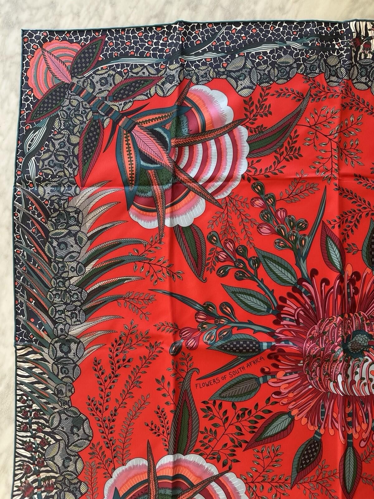 Hermes Hermes 90 Silk Scarf Flowers of South Africa Size ONE SIZE - 7 Thumbnail