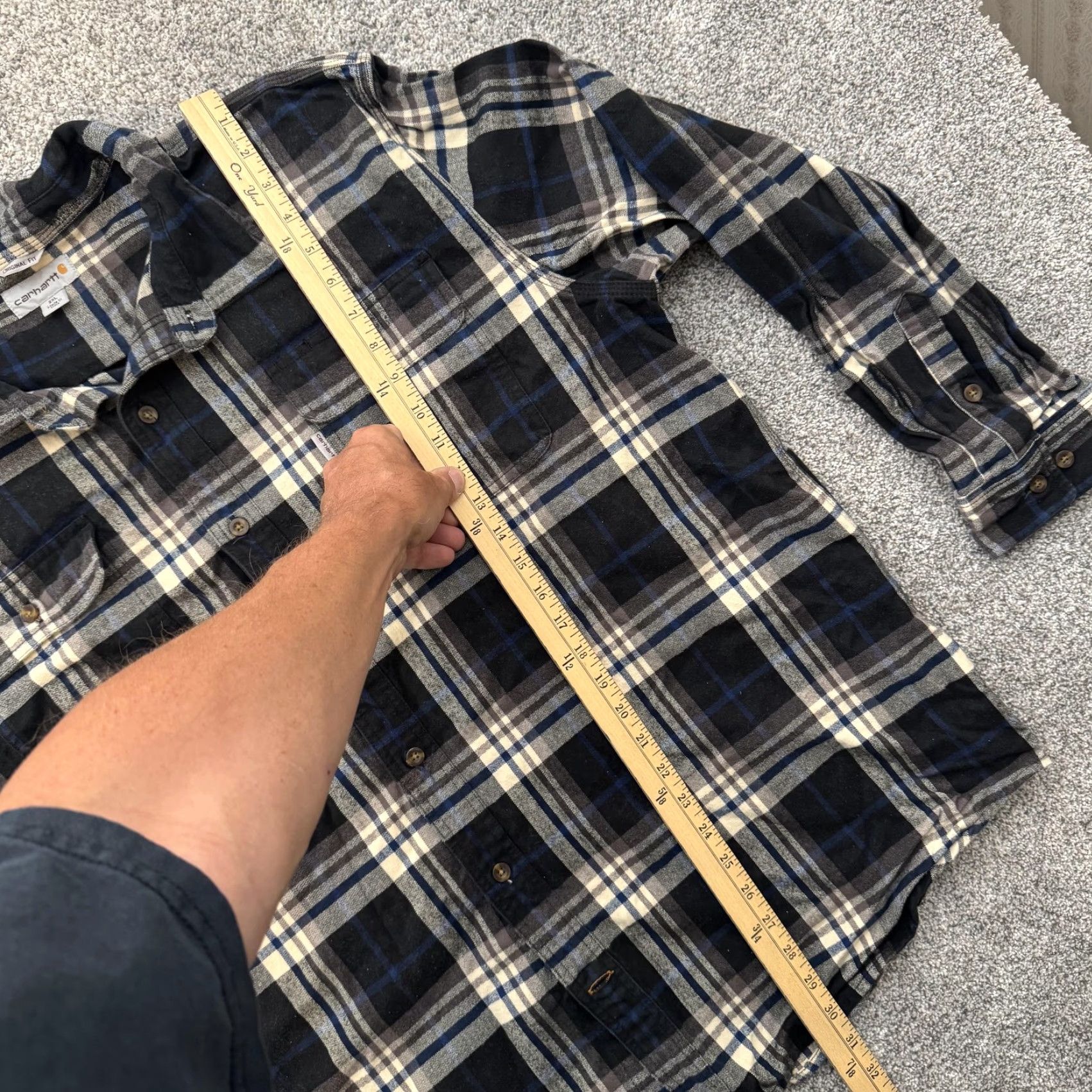 Carhartt VINTAGE Carhartt Shirt Mens 2XL Black Blue Plaid Flannel Original Fit Button Up Cotton Size US XXL / EU 58 / 5 - 2 Thumbnail