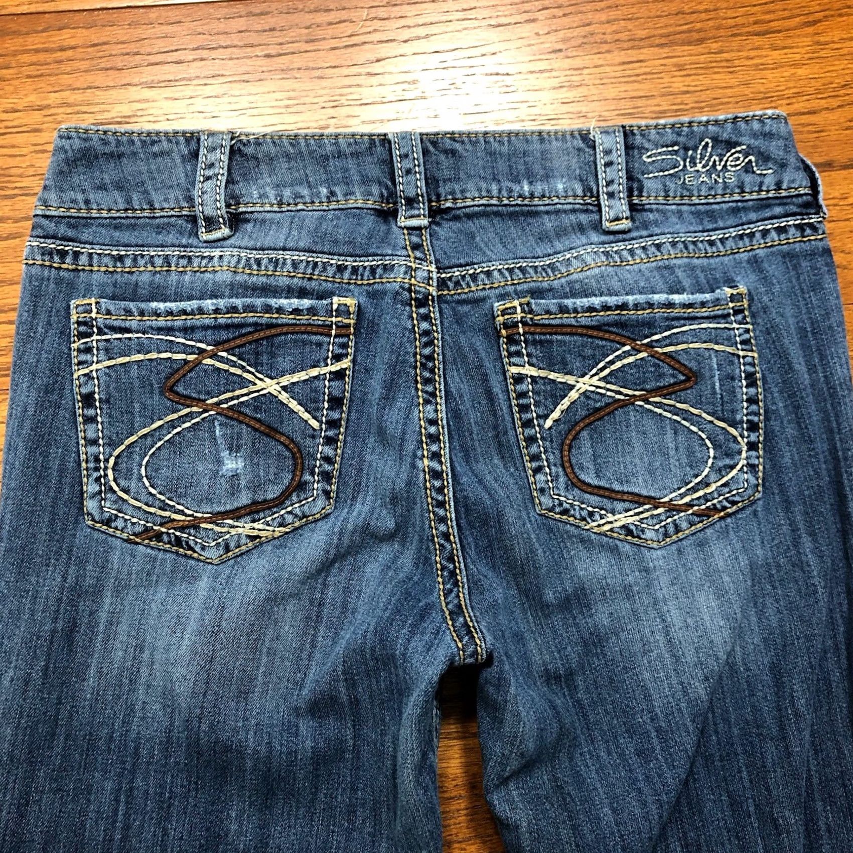 Silver Jeans Co. Silver Jeans Womens Bootcut Jeans Blue Tag 31 X 30 Inseam Distressed Denim Size 24" / US 00 / IT 34 - 3 Thumbnail