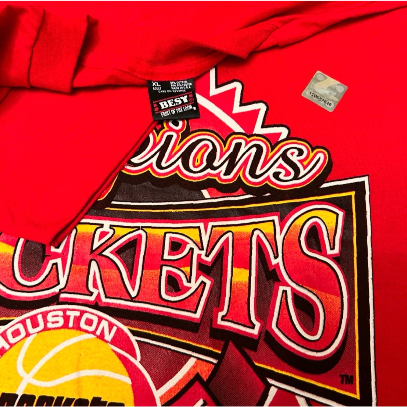 NBA VINTAGE Houston Rockets 90s NBA Back To Back Champions 1995 VTG Shirt Mens XL Gray Short Sleeve T-Shirt Size US XL / EU 56 / 4 - 2 Thumbnail