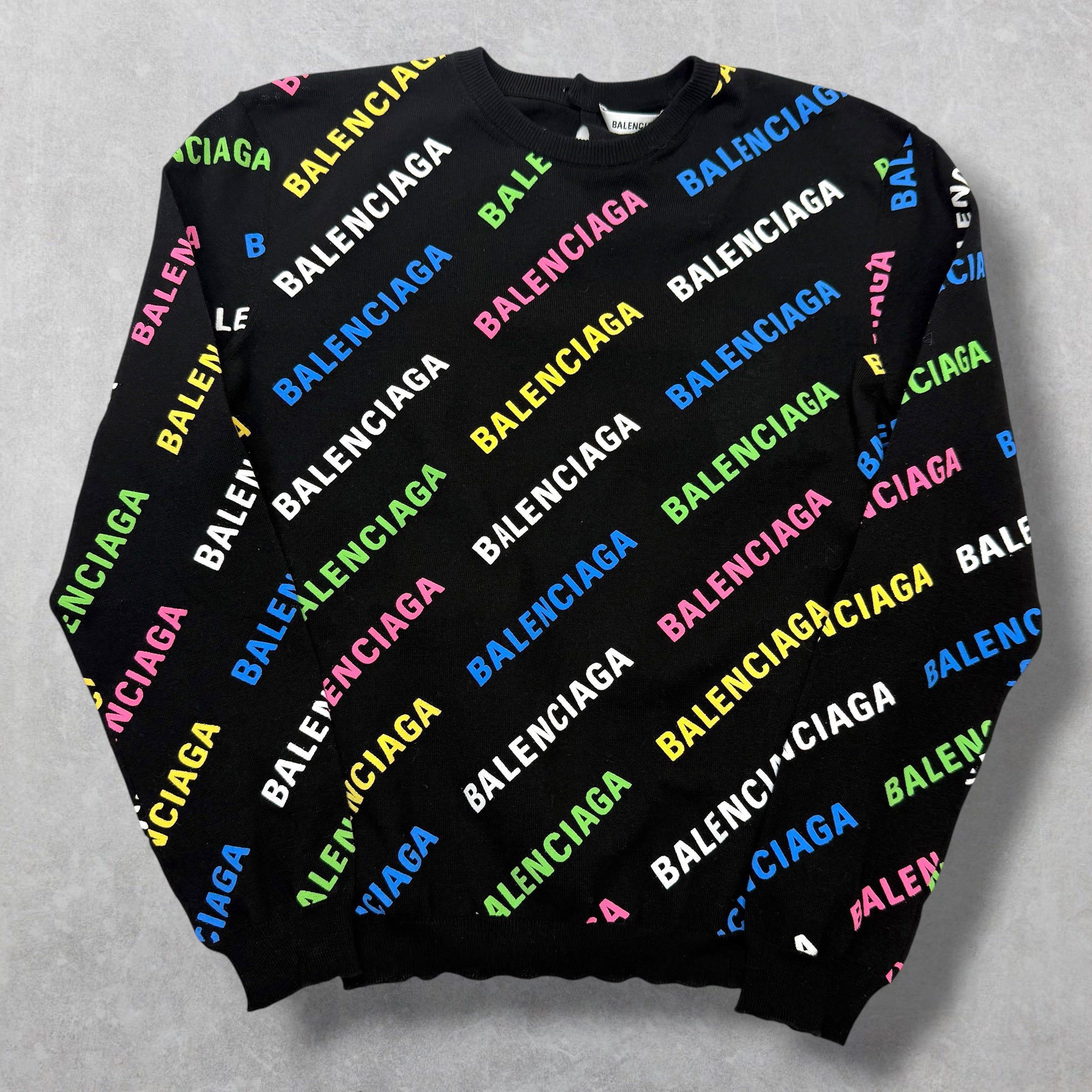 Balenciaga Balenciaga Women's Multicolor Logo Cropped Sweater S Size S / US 4 / IT 40 - 1 Thumbnail