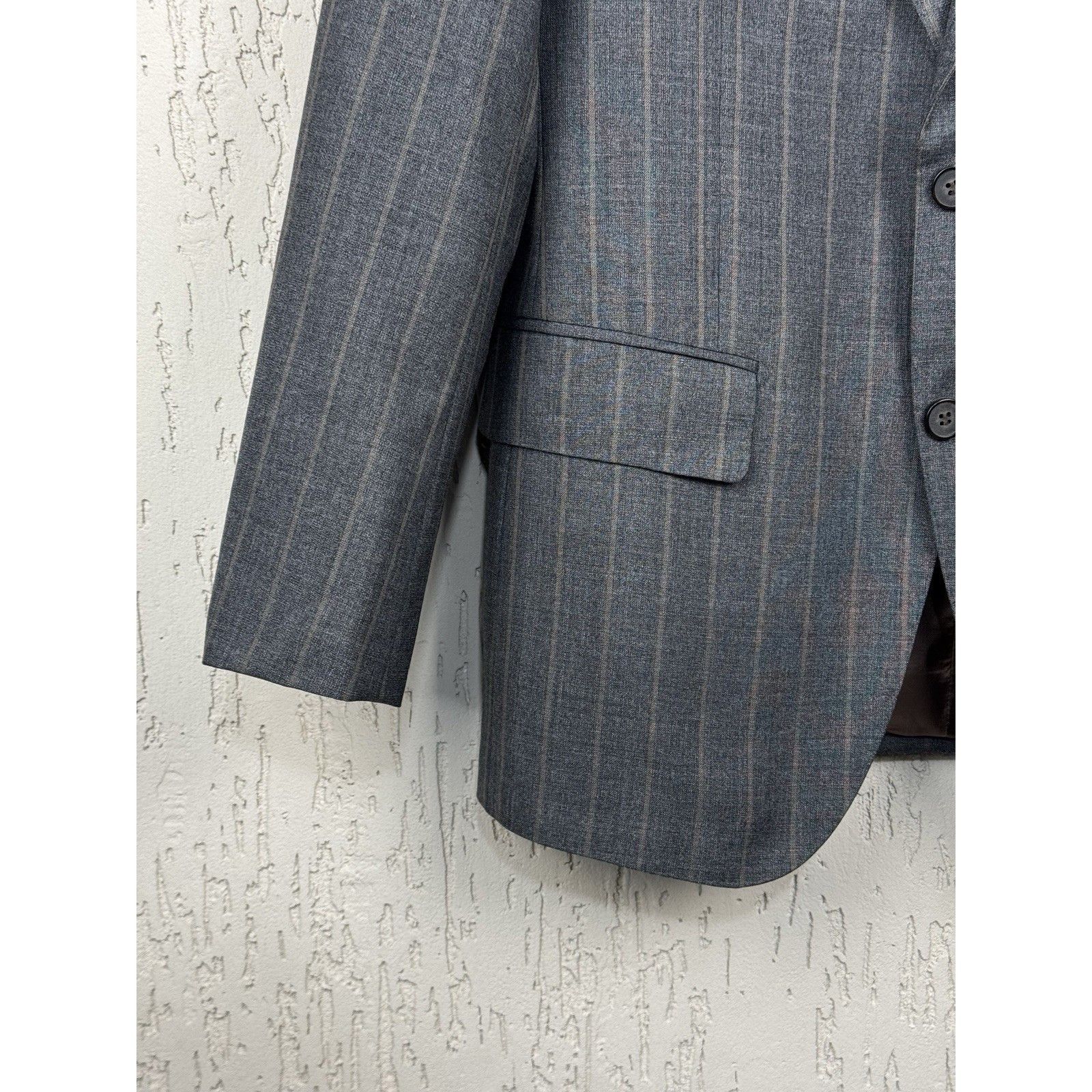 Suitsupply Suitsupply Gray Striped Havana VBC Wool Blazer Sport Jacket Size 36R - 5 Thumbnail