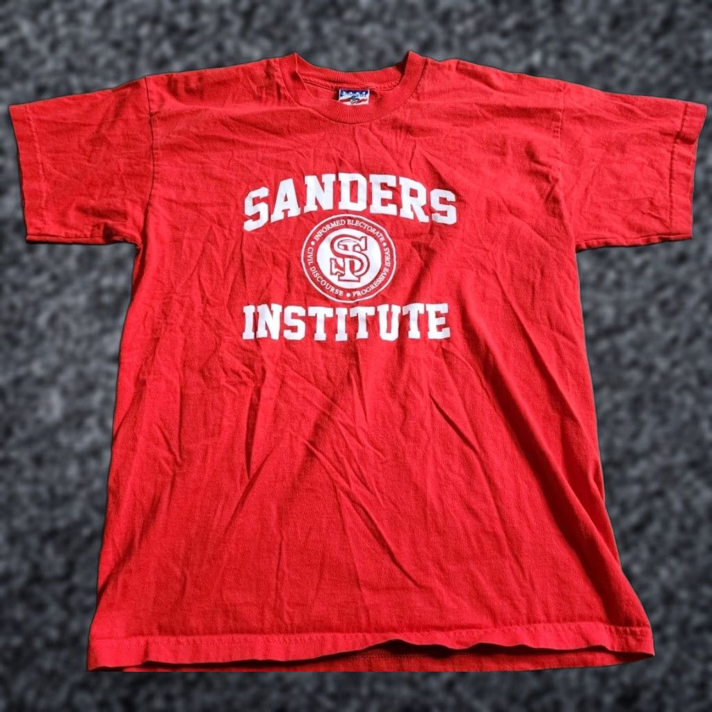 Sanders Union Made Mens XL Bernie Sanders Institute T Shirt Red Cotton Crew Neck Short Sleeve PolitPolitics USA Size US XL / EU 56 / 4 - 1 Thumbnail