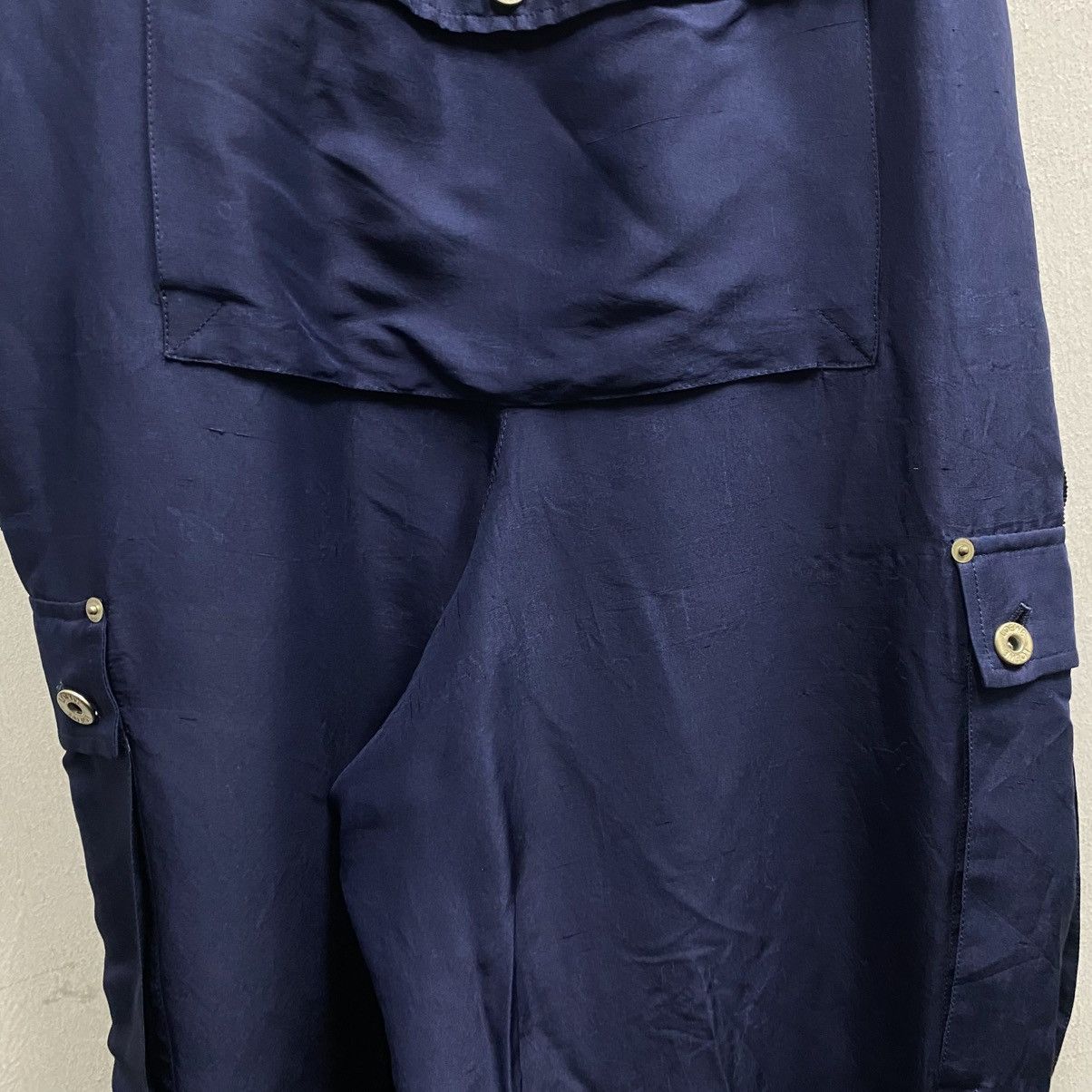 Loewe Loewe Navy Blue Silk Cargo Overalls Jumpsuit Size US 43 - 15 Thumbnail