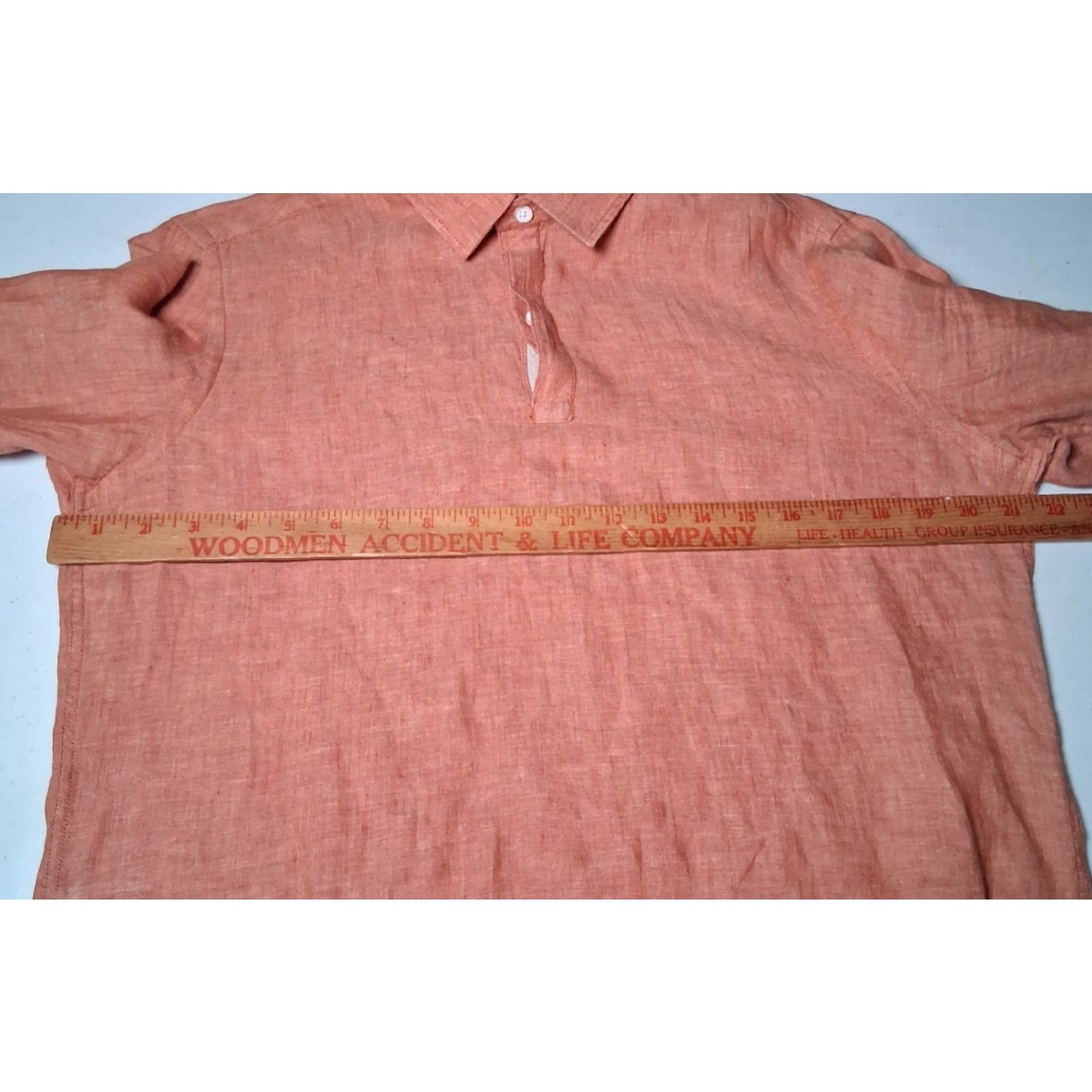 Vintage Lombard Linen Shirt Men 40cm Salmon Orange Button Up Long Sleeve Collared Casual Workwear Size US M / EU 48-50 / 2 - 7 Thumbnail