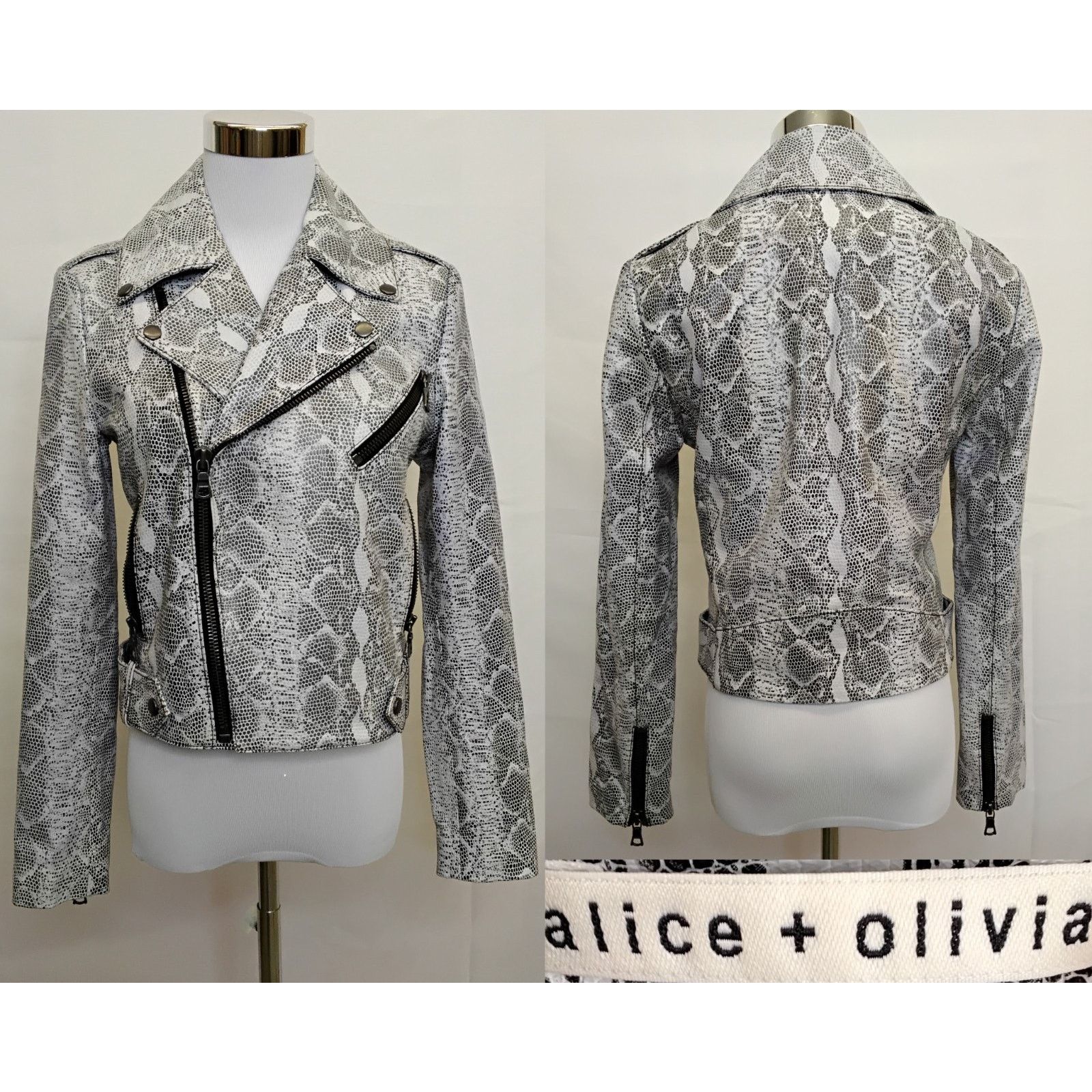 Alice + Olivia Alice & Olivia Leather Jacket Women's S Black/White Lamb Size S / US 4 / IT 40 - 1 Thumbnail