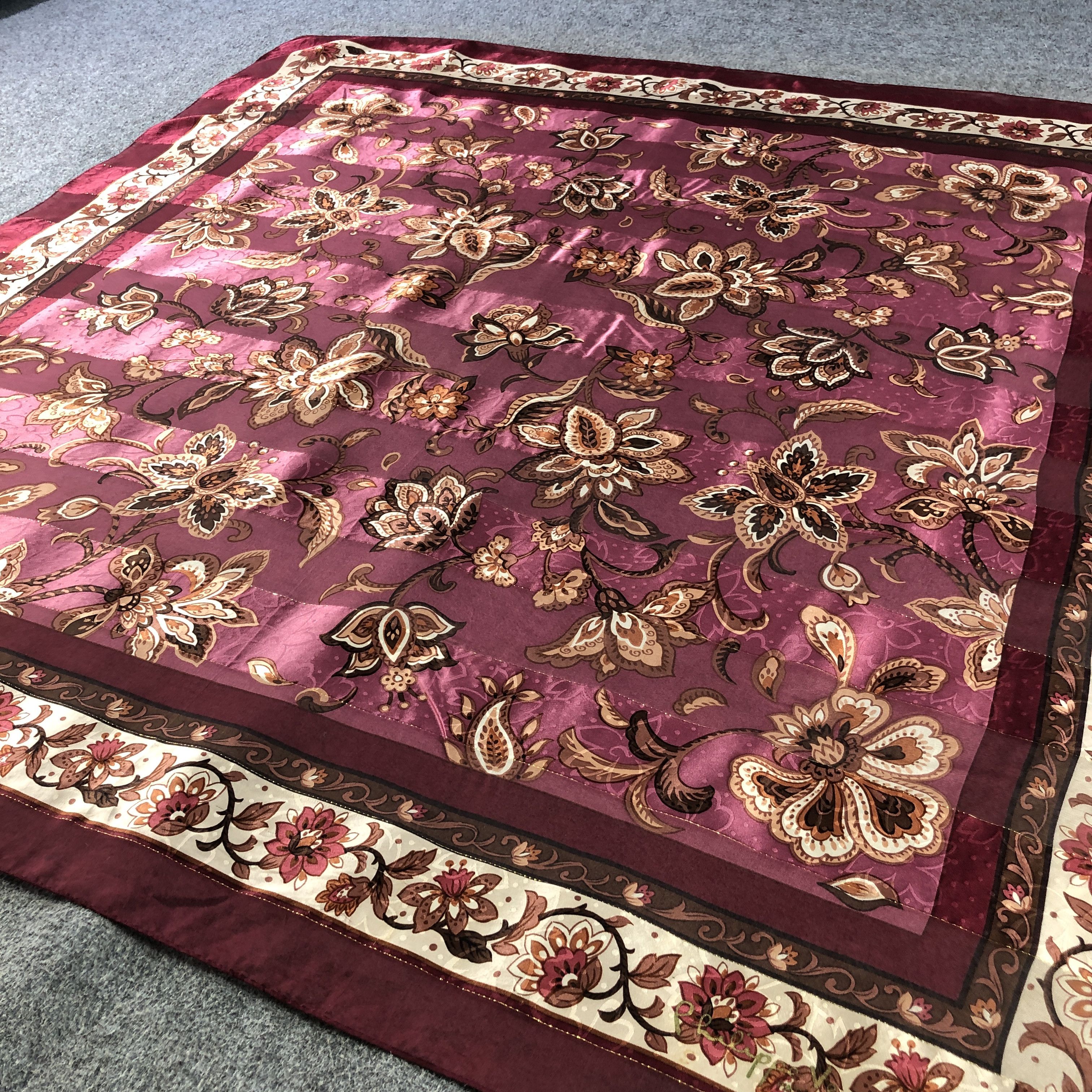 Japanese Brand Vintage Luxury Floral Silk Scarf M1288 Size ONE SIZE - 3 Thumbnail