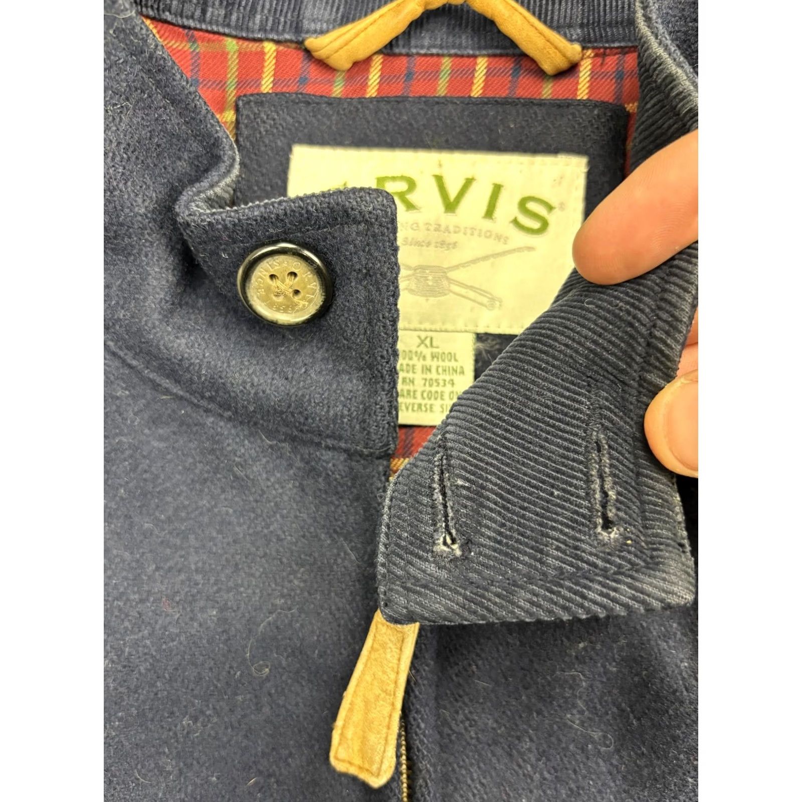 Orvis Orvis Jacket Mens XL Blue Wool Bomber Full Zip Pockets Lined Stand-Up Collar Holiday Plaid Interior Casual Workwear Size US XL / EU 56 / 4 - 3 Thumbnail