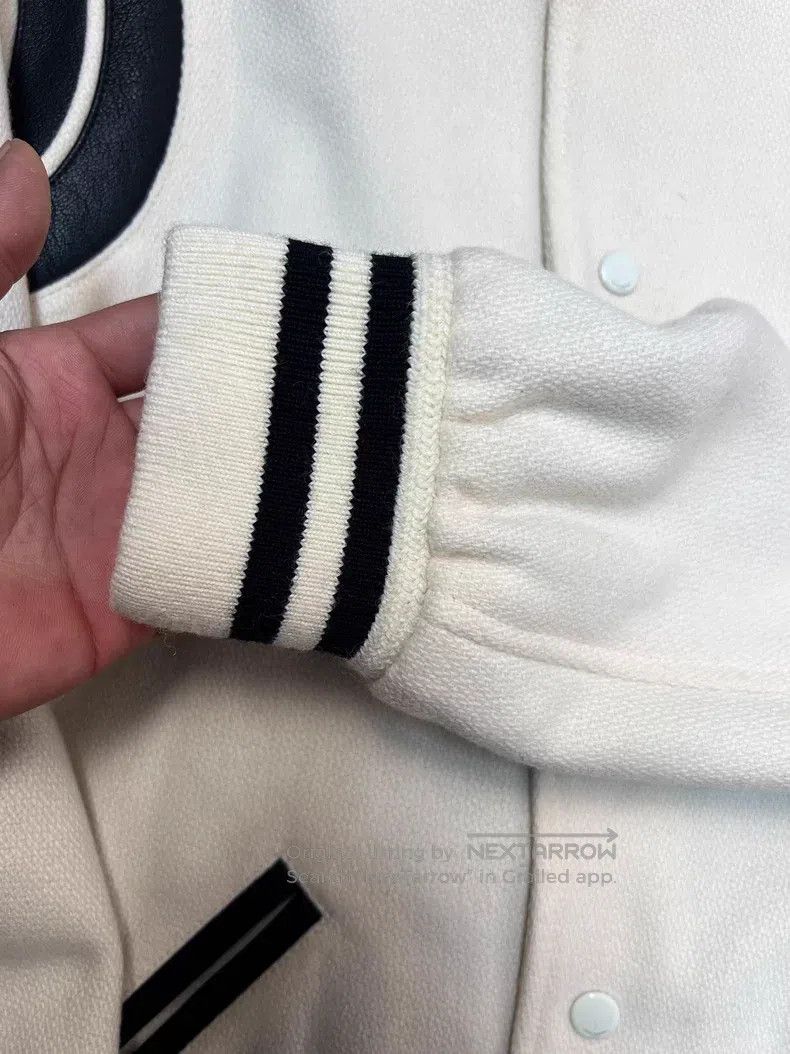 Saint Laurent Paris Saint Laurent Paris White Leather Trim Wool Baseball Jacke Size US L / EU 52-54 / 3 - 4 Thumbnail