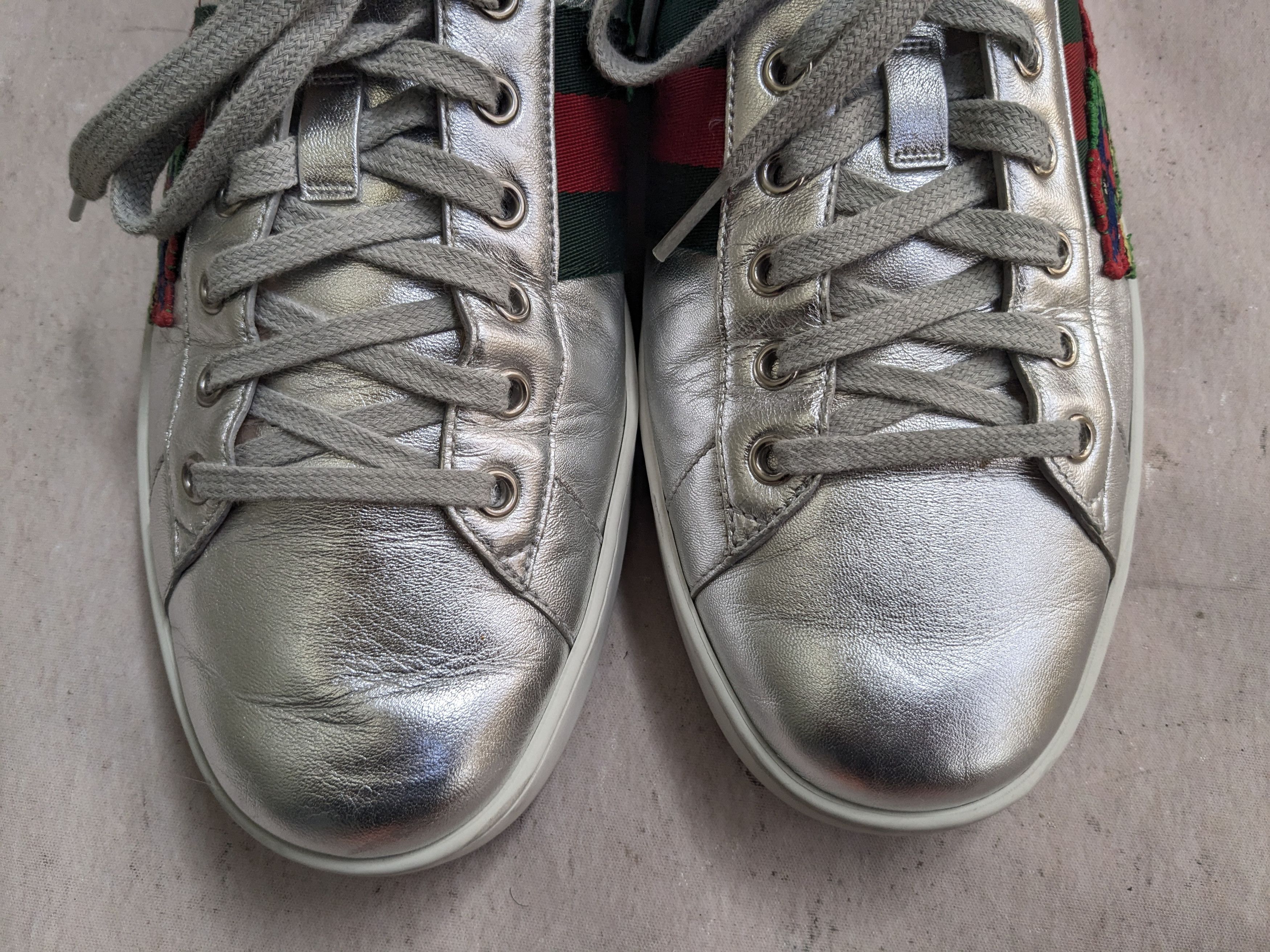 Gucci Gucci Ace Silver Dragon Sneakers 11.5 Leather Low 473765 Size US 11.5 / EU 44-45 - 6 Thumbnail