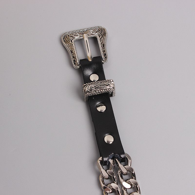 Vintage Carved Buckle Twisted Metal Chain Belts Size ONE SIZE - 2 Thumbnail