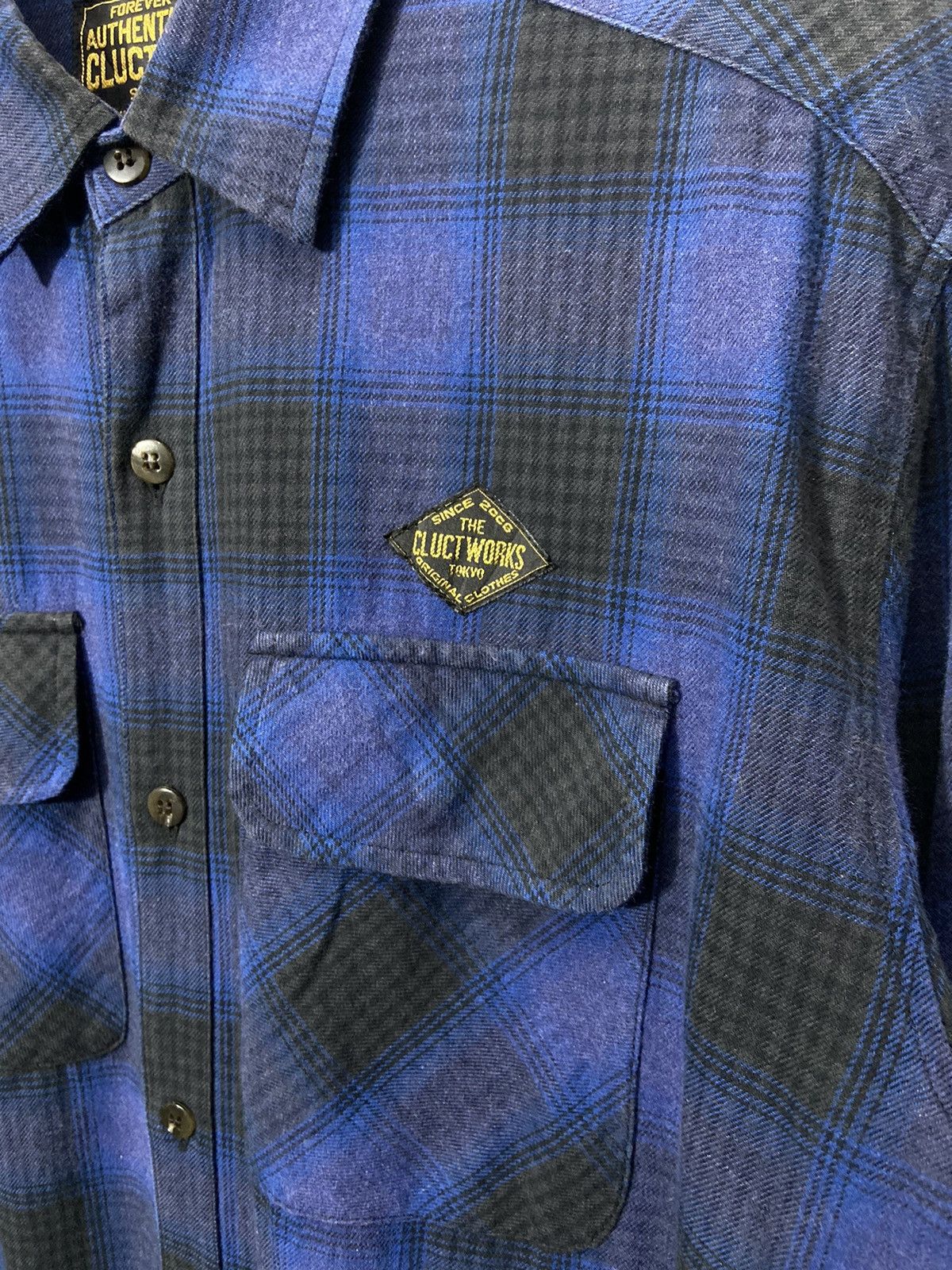 Japanese Brand Cluct Works Plaid Flannel Shirt Blue Grey Size US L / EU 52-54 / 3 - 3 Thumbnail