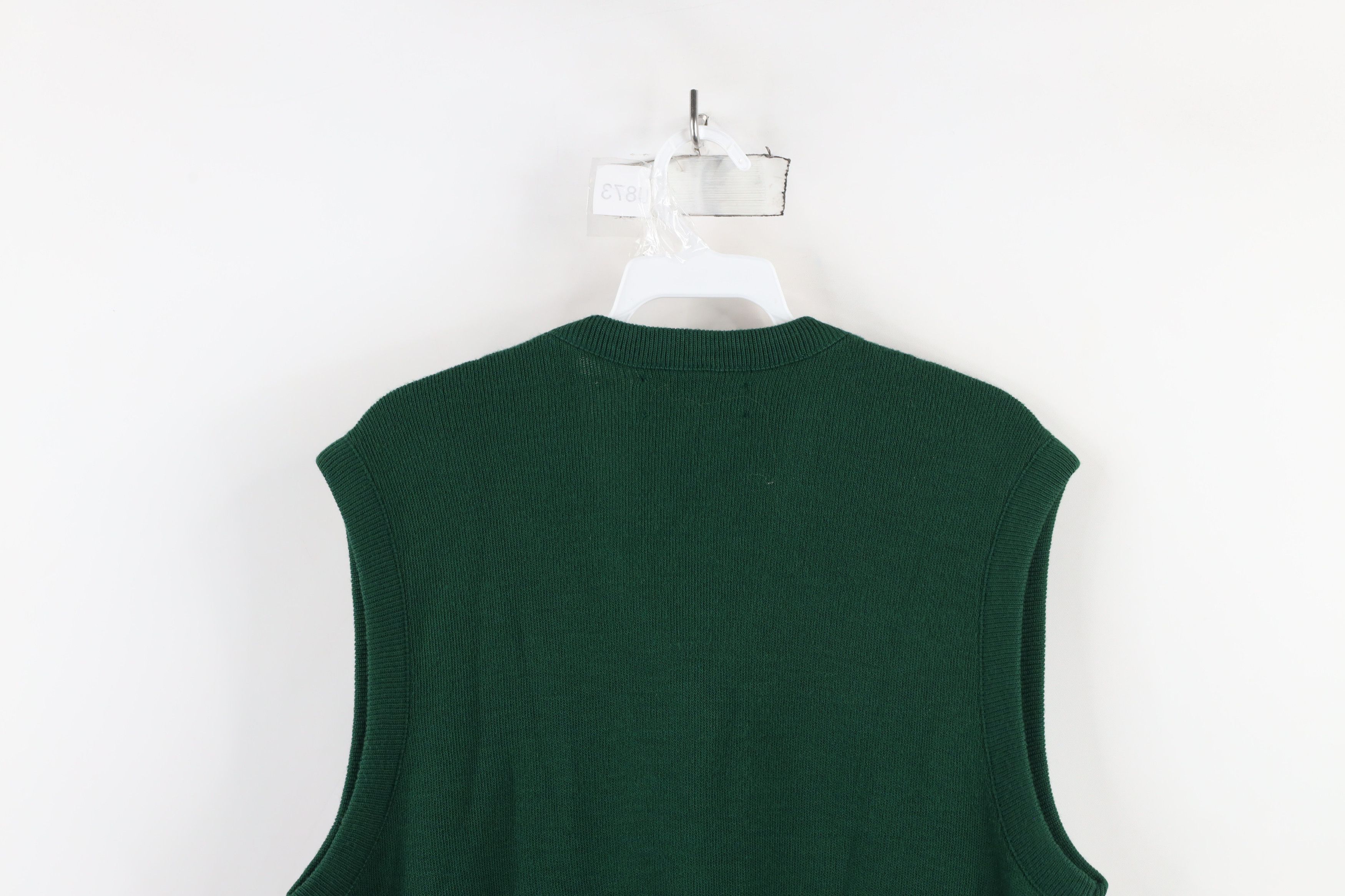 Vintage Vintage 90s Streetwear Knit V-Neck Sweater Vest Green USA Size US L / EU 52-54 / 3 - 6 Thumbnail