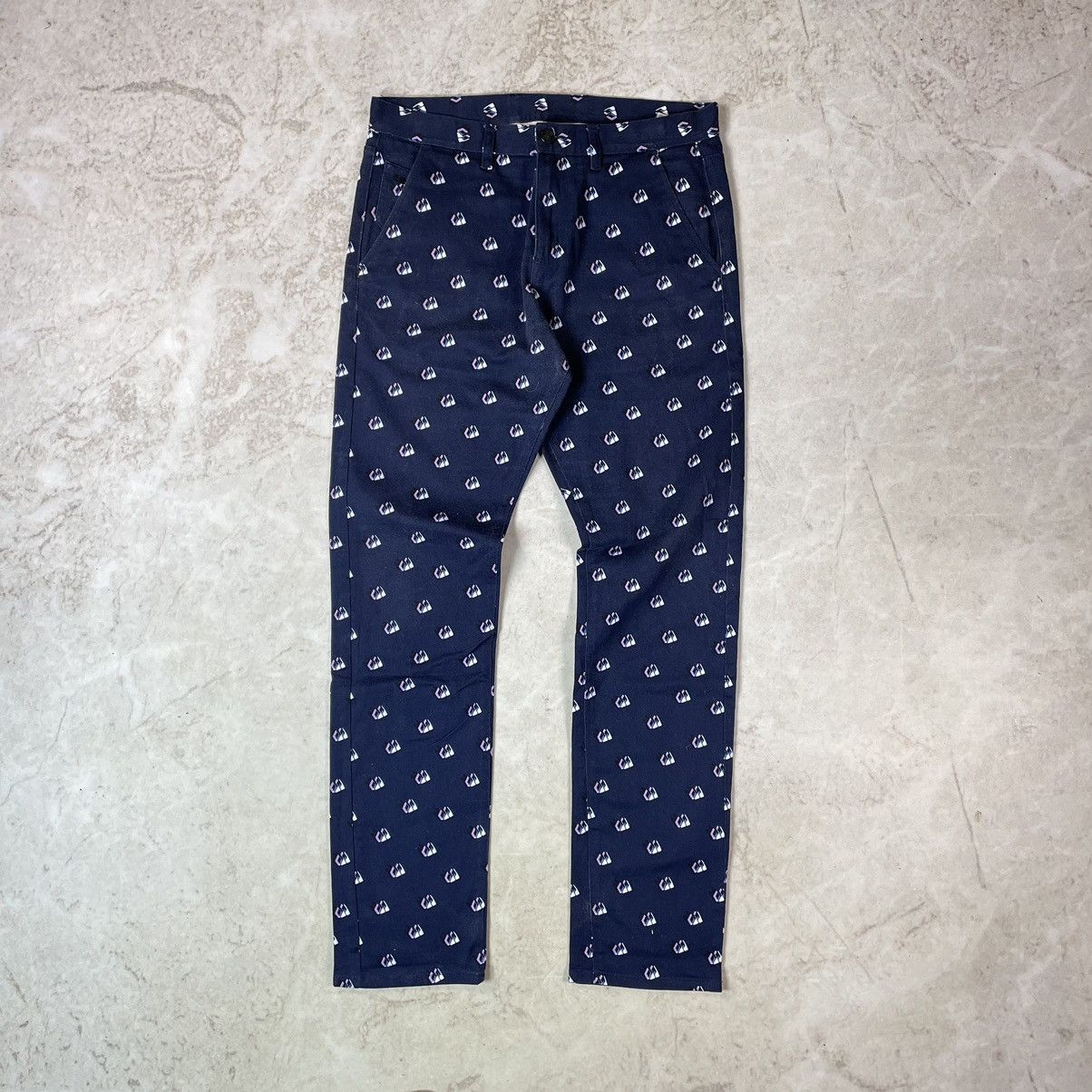 Kenzo Paris Monogram Geometric Print Slim Fit Denim Pants