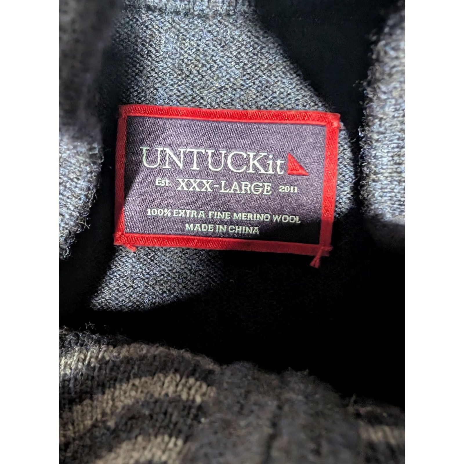 UNTUCKit UNTUCKit Mens Sweater Gray 3XL Merino Wool Quarter Zip Mock Neck Pullover Knit Size US XXL / EU 58 / 5 - 5 Thumbnail