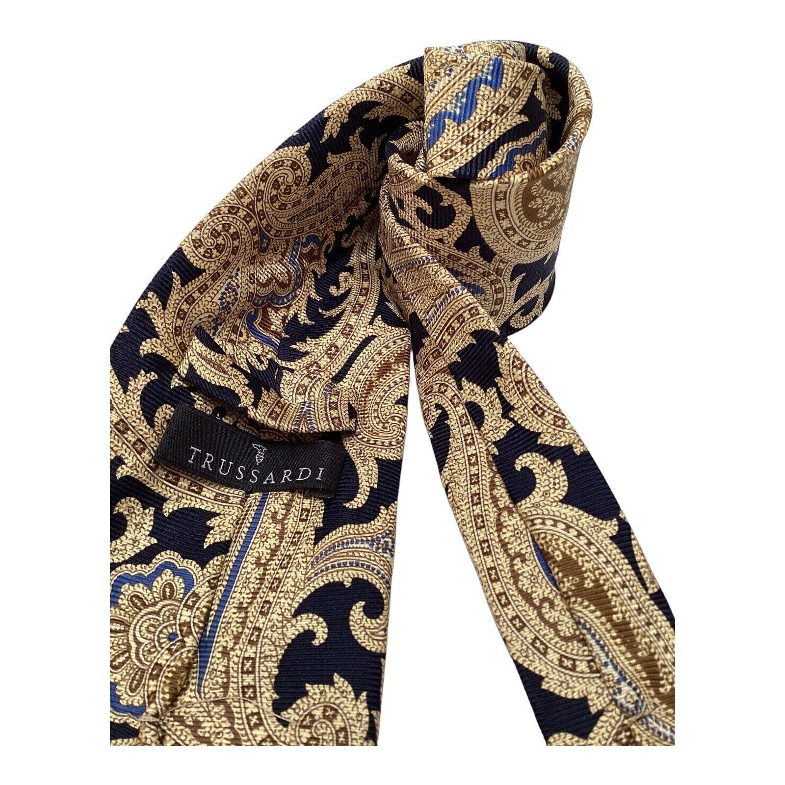 Trussardi TRUSSARDI Yellow Paisley Luxury Designer Silk Tie W: 3.75" Size ONE SIZE - 3 Thumbnail