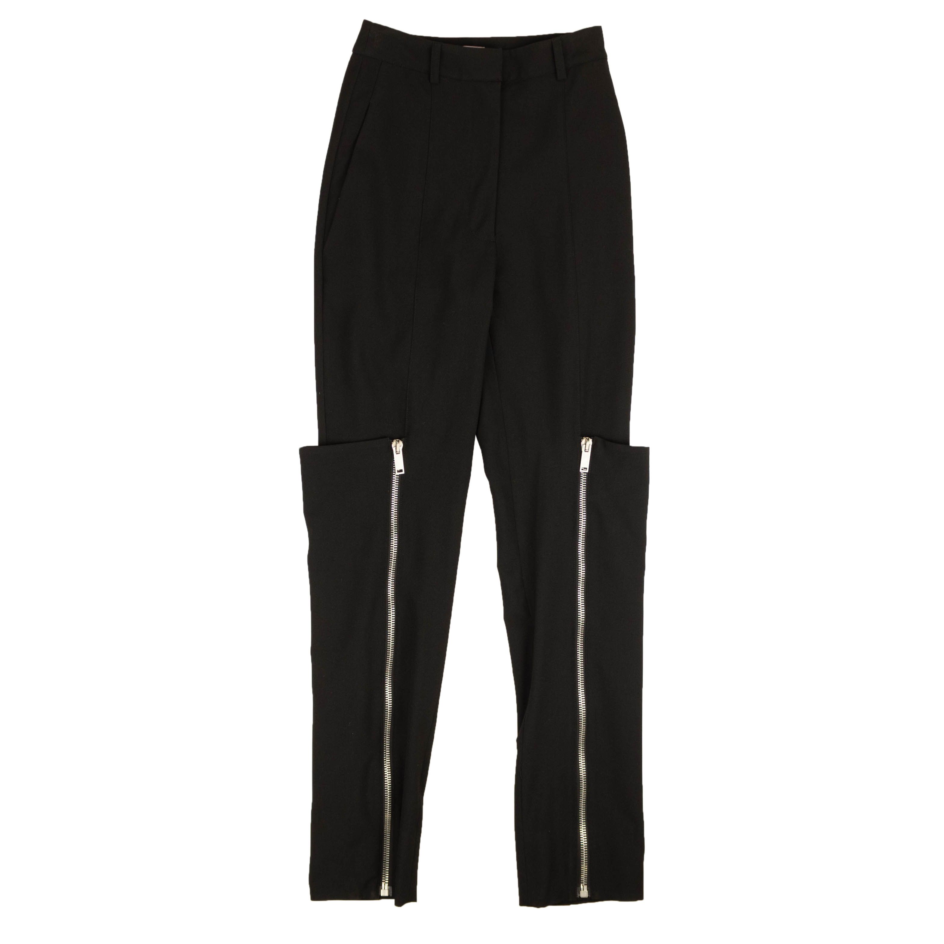 image of Palm Angels Black Zipper Detail Pants Size 4/40, Women's