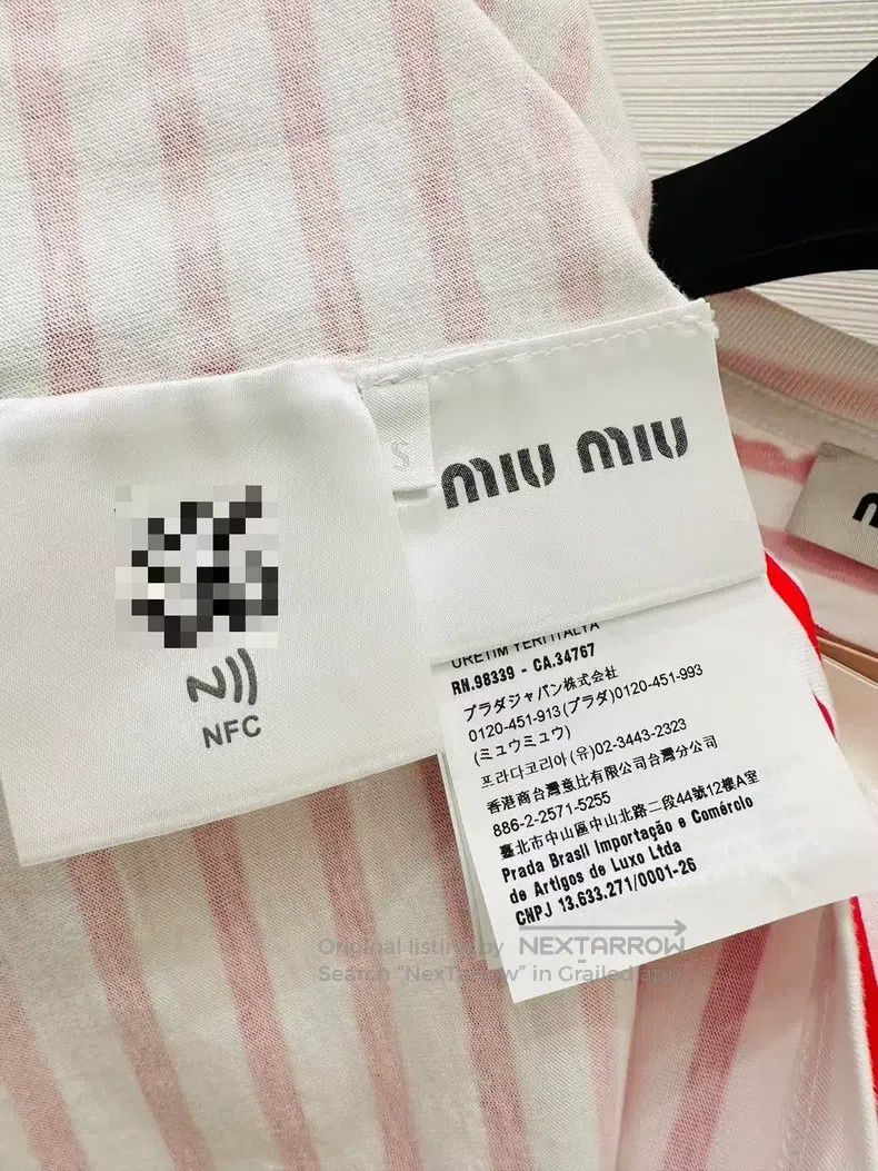 Miu Miu Miu Miu Size S Red and white striped short sleeve Size S / US 4 / IT 40 - 5 Thumbnail