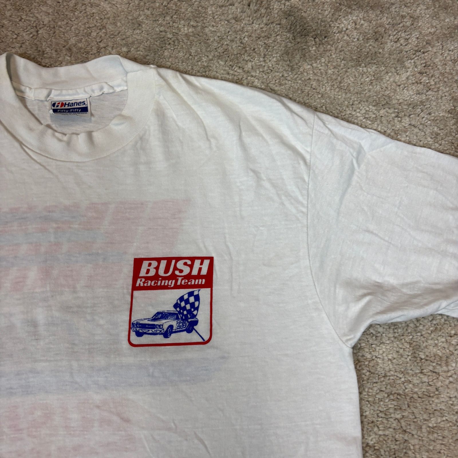 Hanes Vintage 80s Bush Racing Team Single Stitch Shirt Men's XL Size US XL / EU 56 / 4 - 4 Thumbnail