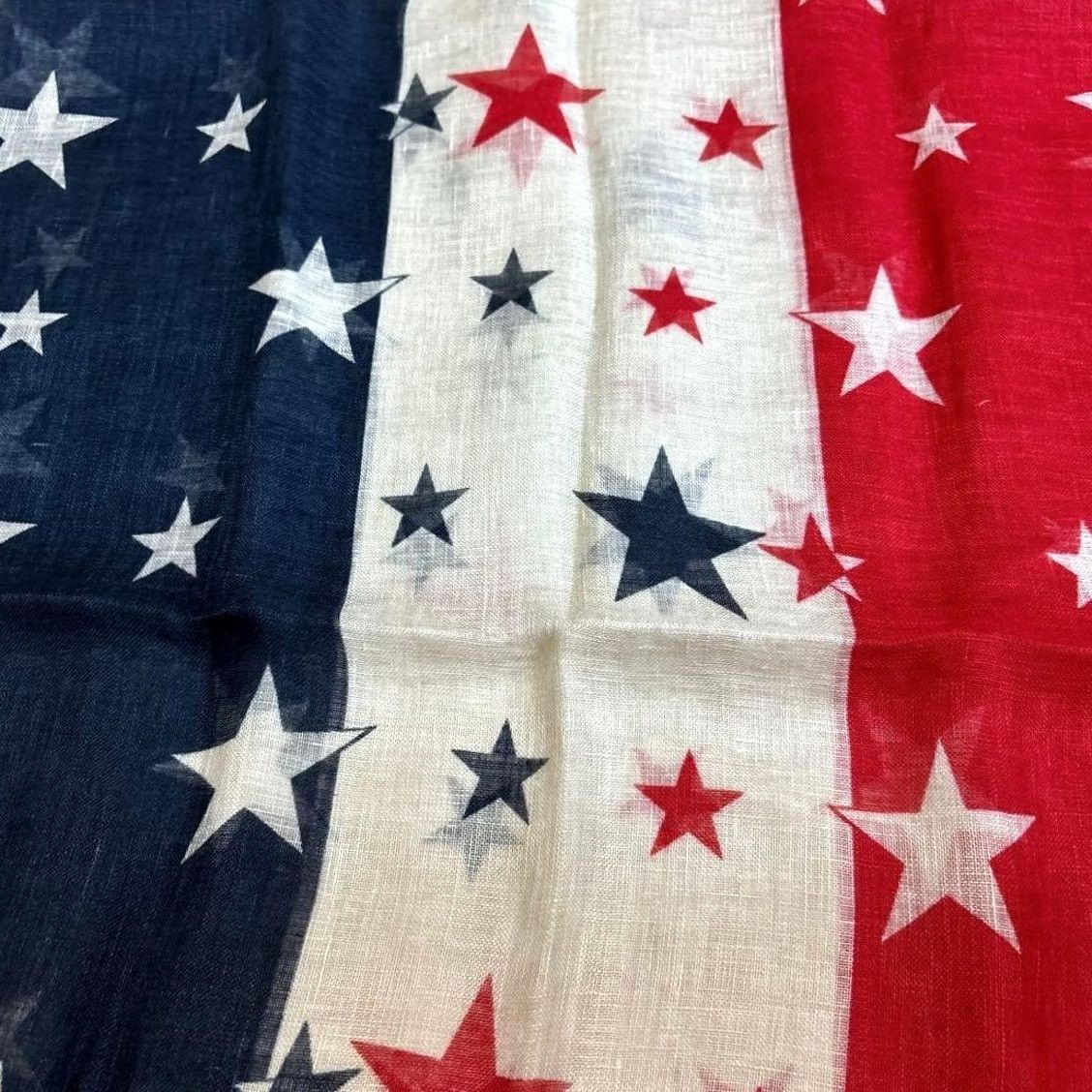 Ralph Lauren RRL Ralph Lauren STAR STRIPE FLAG SCARF Organic Cotton Blue White Red New Scarf Unisex One Size Cotton Holiday 136cm 53cm Size ONE SIZE - 6 Thumbnail