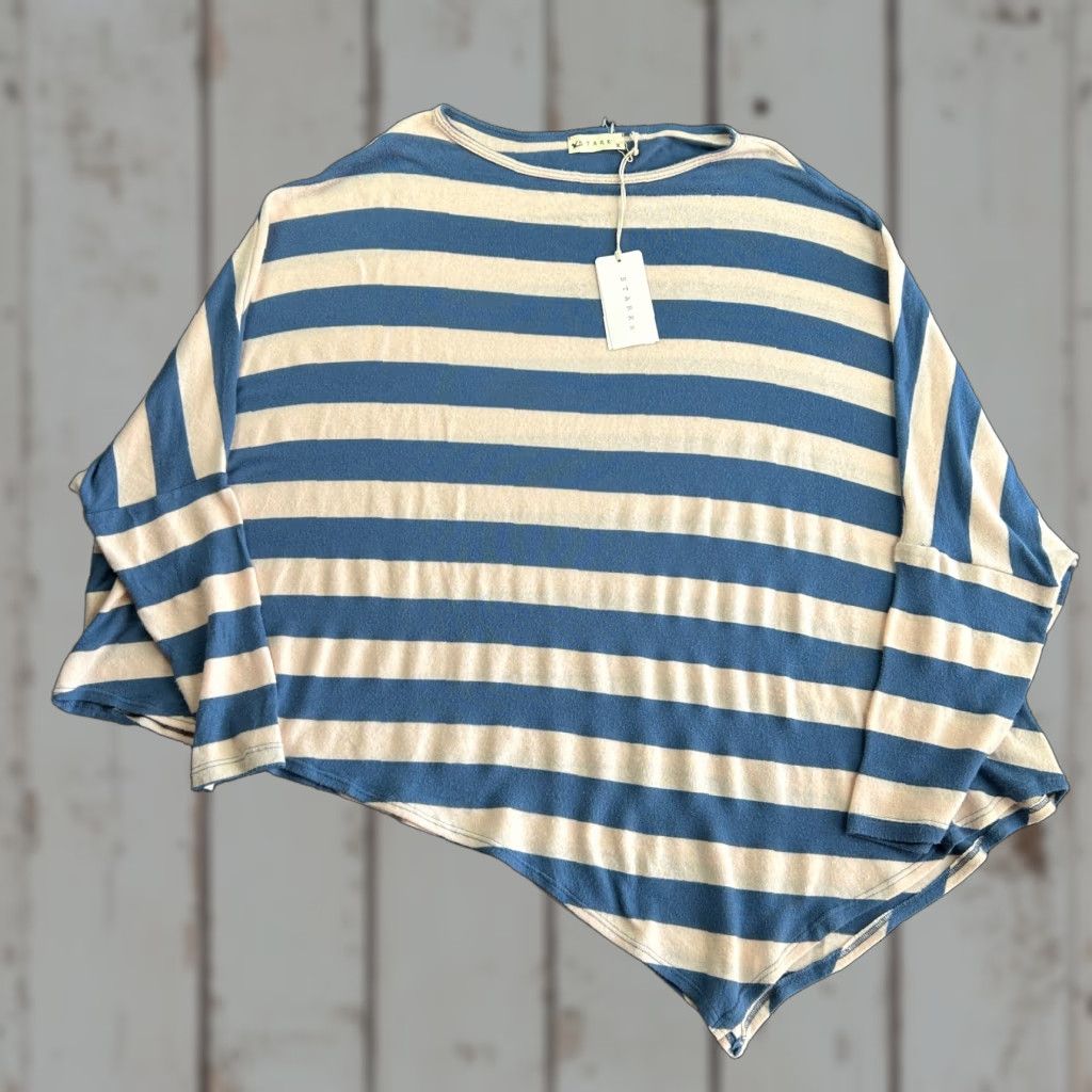 Vintage STARKx Womens L Shirt Top Tunic Drop Shoulder Asymmetrical Striped Blouse Casual Beach Tunic NEW Size L / US 10 / IT 46 - 1 Thumbnail