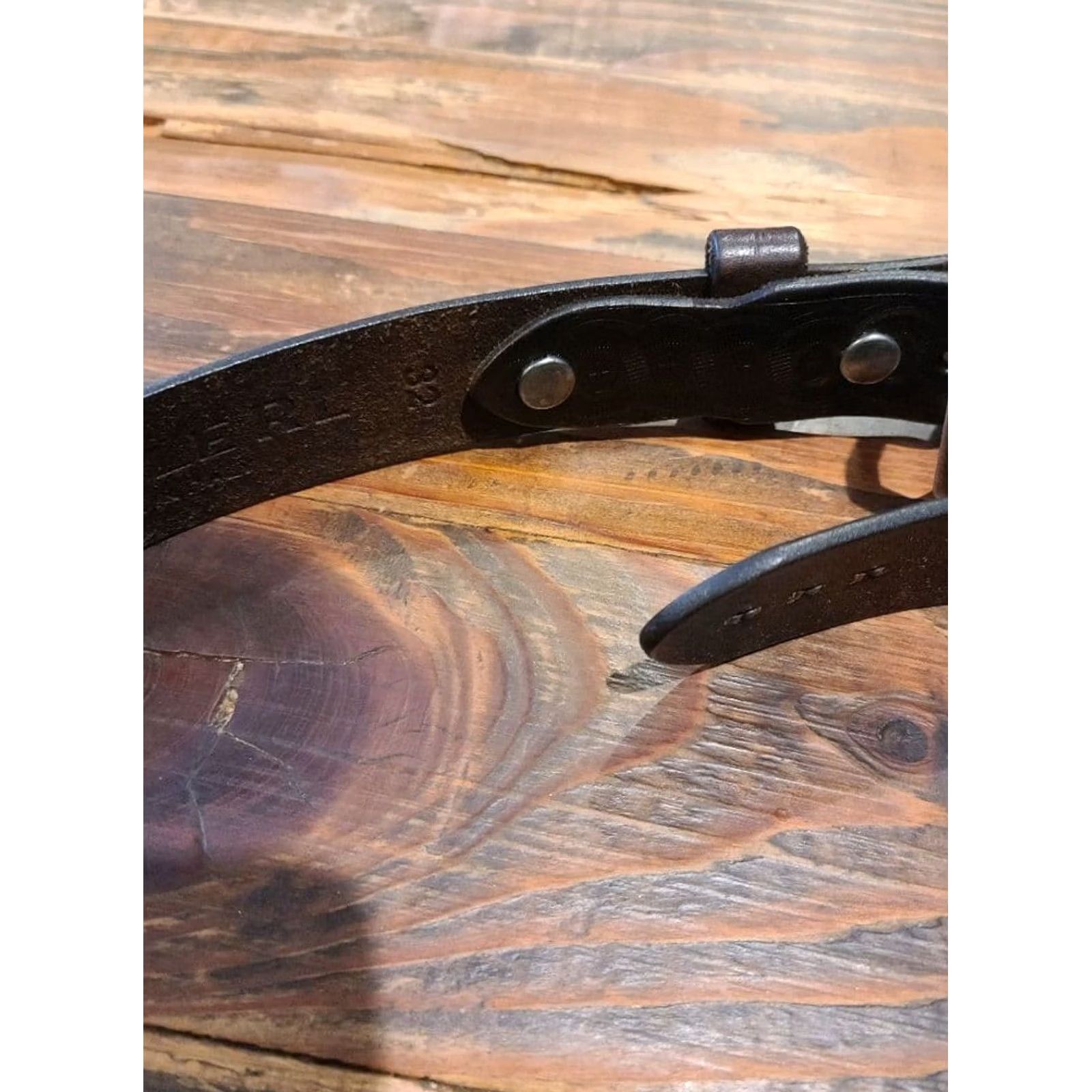 Ralph Lauren RRL Ralph Lauren Studded Belt Square metal buckle Brown Leather Size 32 Men Size 32 - 3 Thumbnail
