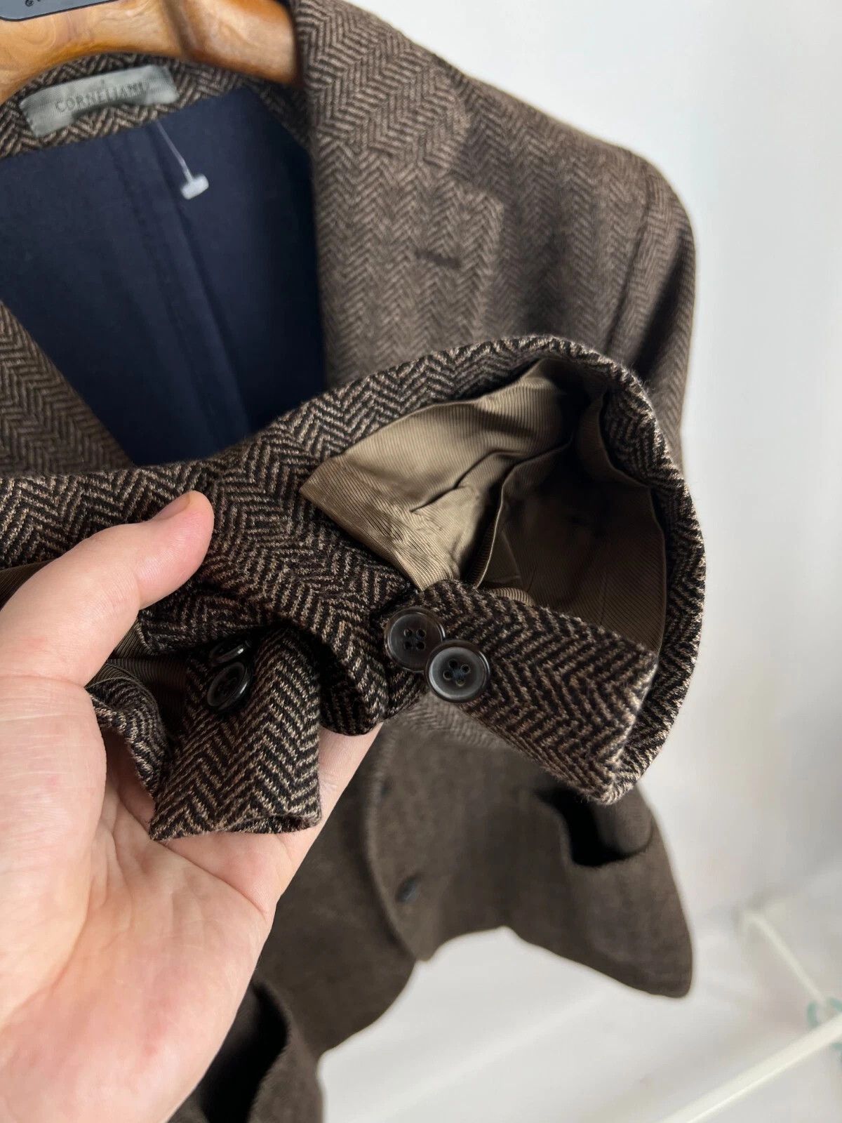 Corneliani Corneliani Wool Blend Herringbone Italian Blazer Jacket Size 44R - 13 Thumbnail