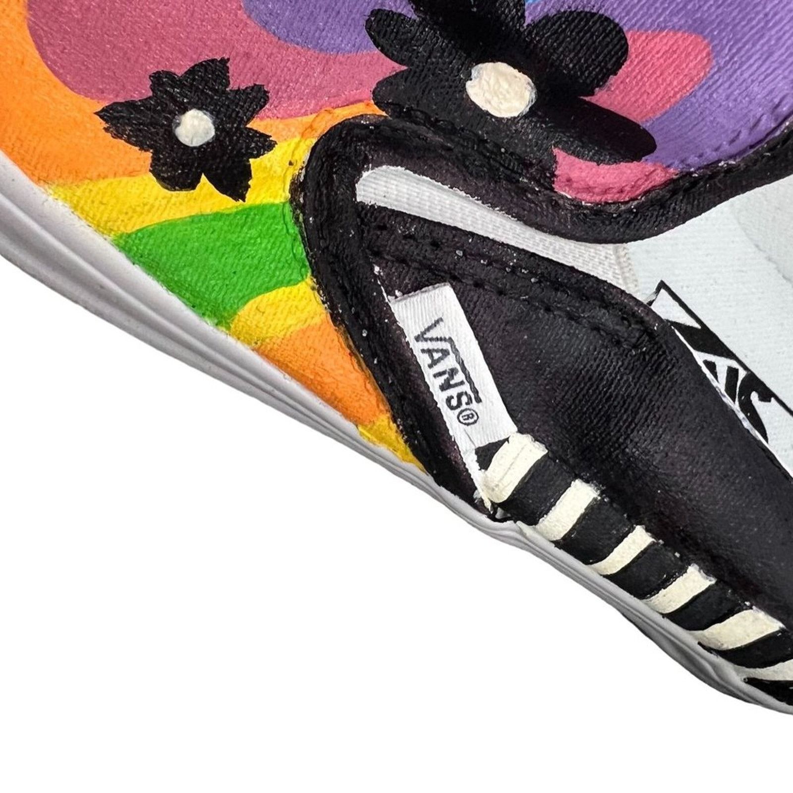 Vans Vans Hand Painted Colorful Psychedelic Black Flower Print Size US 8.5 / IT 38.5 - 8 Thumbnail