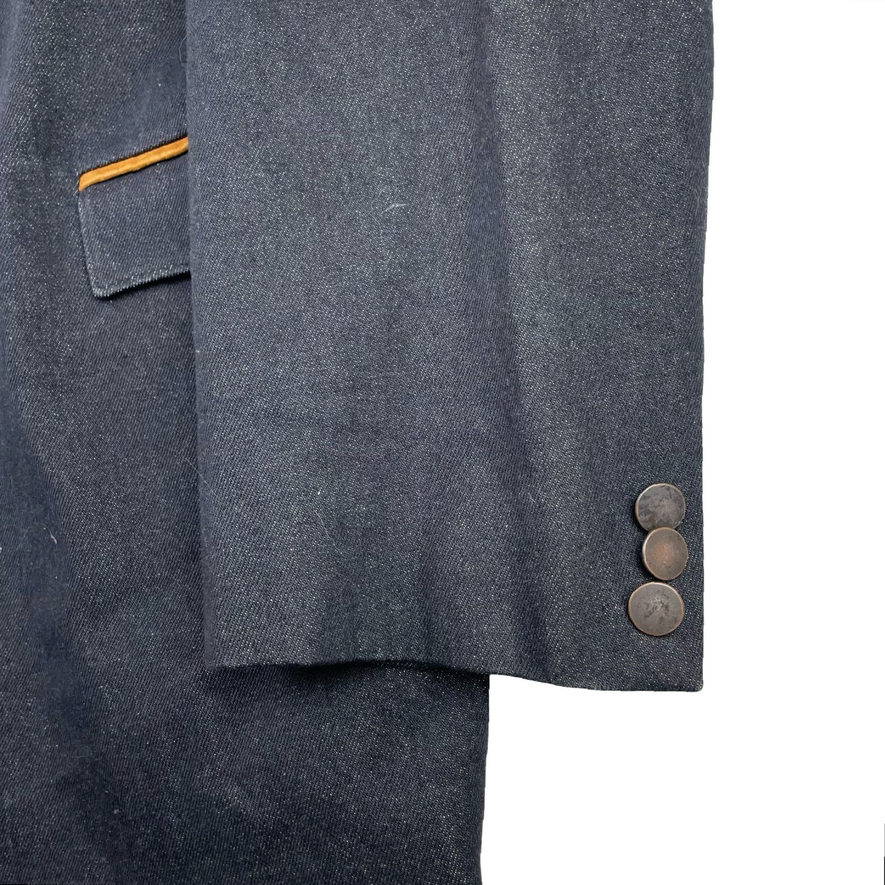 YOKE VINTAGE Circle S Blazer Men’s Western Denim/Suede Leather Yoke 2-Button Gray 46L Mens Size 46R - 5 Thumbnail