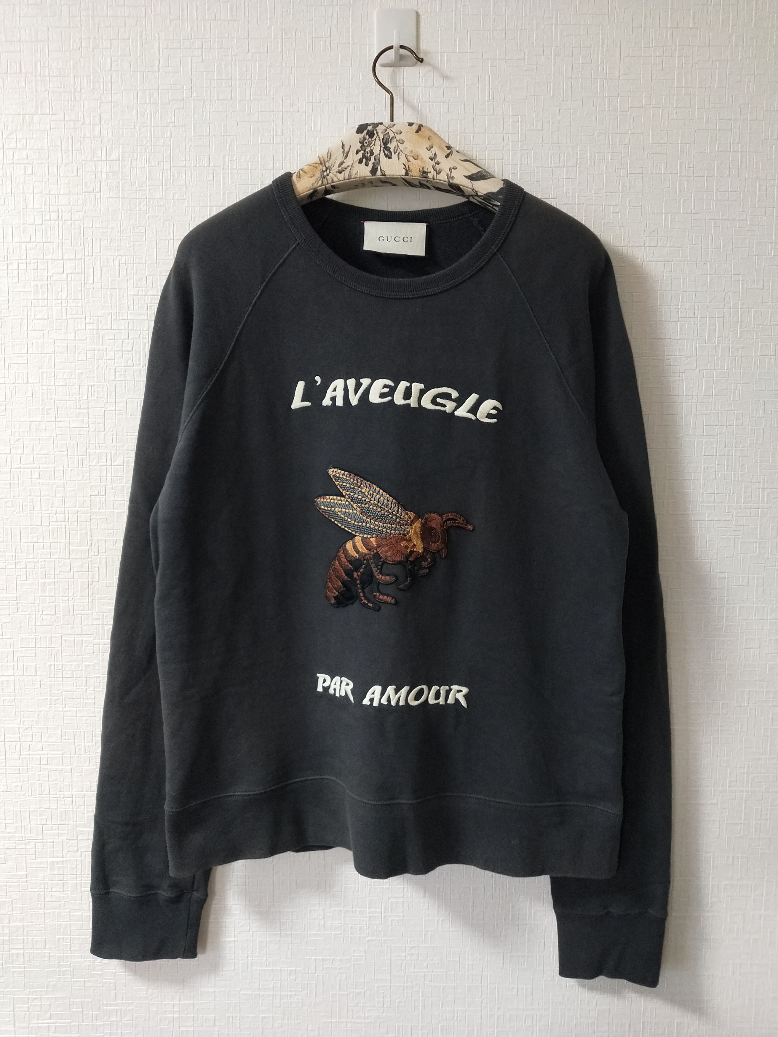 image of Gucci Bee Appliqué Sweater in Black, Men's (Size Medium)
