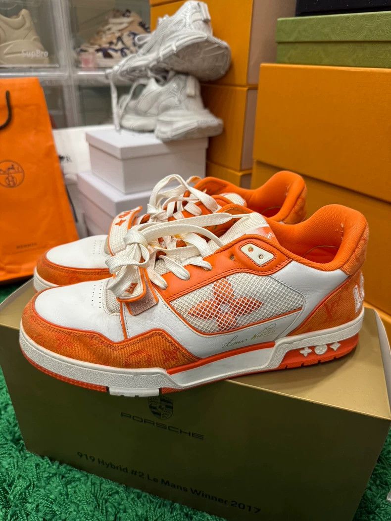 Louis Vuitton LV Trainer White Orange Velcro Sneakers Size US 9 / EU 42 - 1 Thumbnail