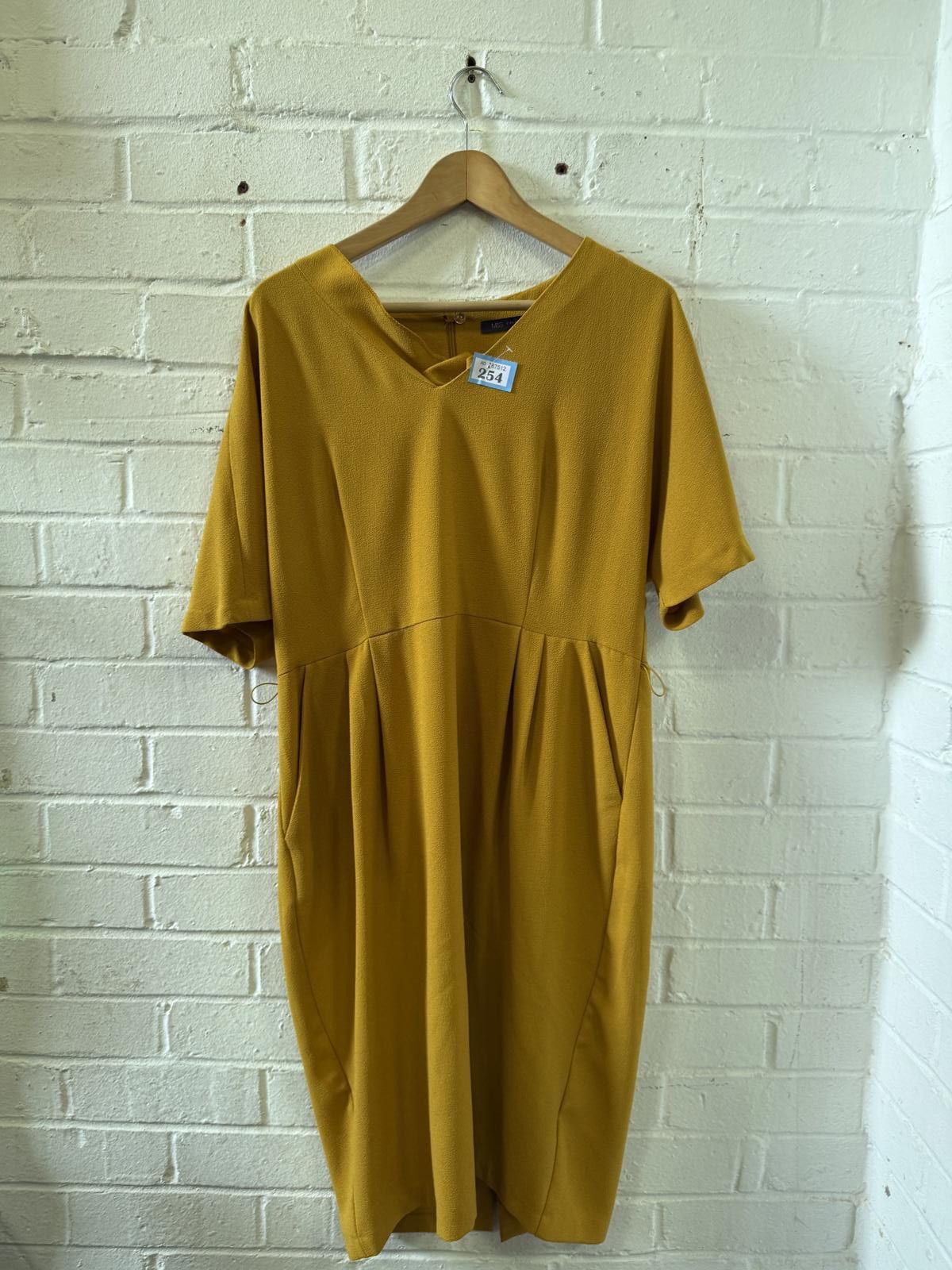 Designer M&S Collection Mustard Yellow Midi Dress Size M / US 6-8 / IT 42-44 - 1 Thumbnail