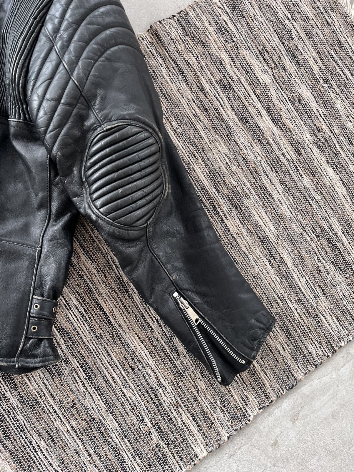 Genuine Leather Vintage Harley Davidson style Faded Black Moto Bomber Jacket Size US L / EU 52-54 / 3 - 15 Thumbnail
