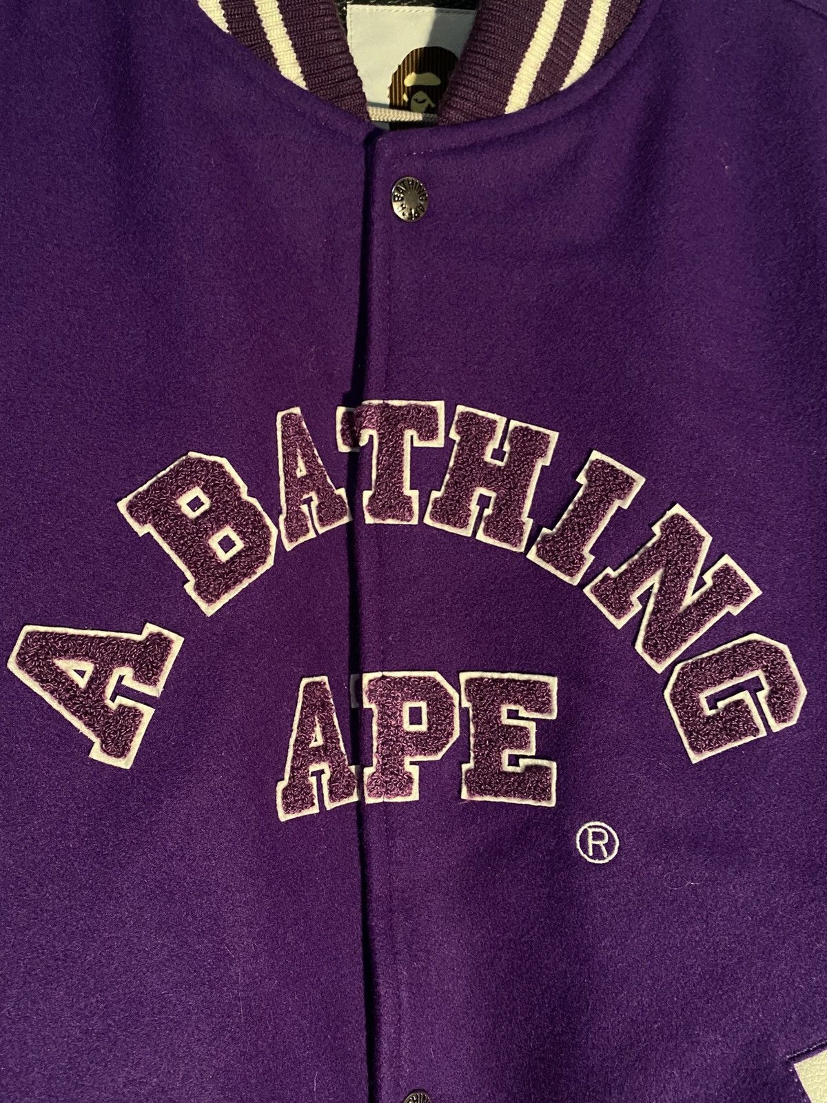 Bape BAPE Varsity Jacket Purple/White (M) - Like New Size US M / EU 48-50 / 2 - 3 Thumbnail