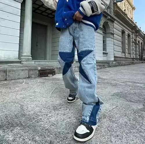 Japanese Brand × Jean Stars Letter Embroidery Patchwork Straight Flare Jeans Size US 28 / EU 44 - 3 Thumbnail
