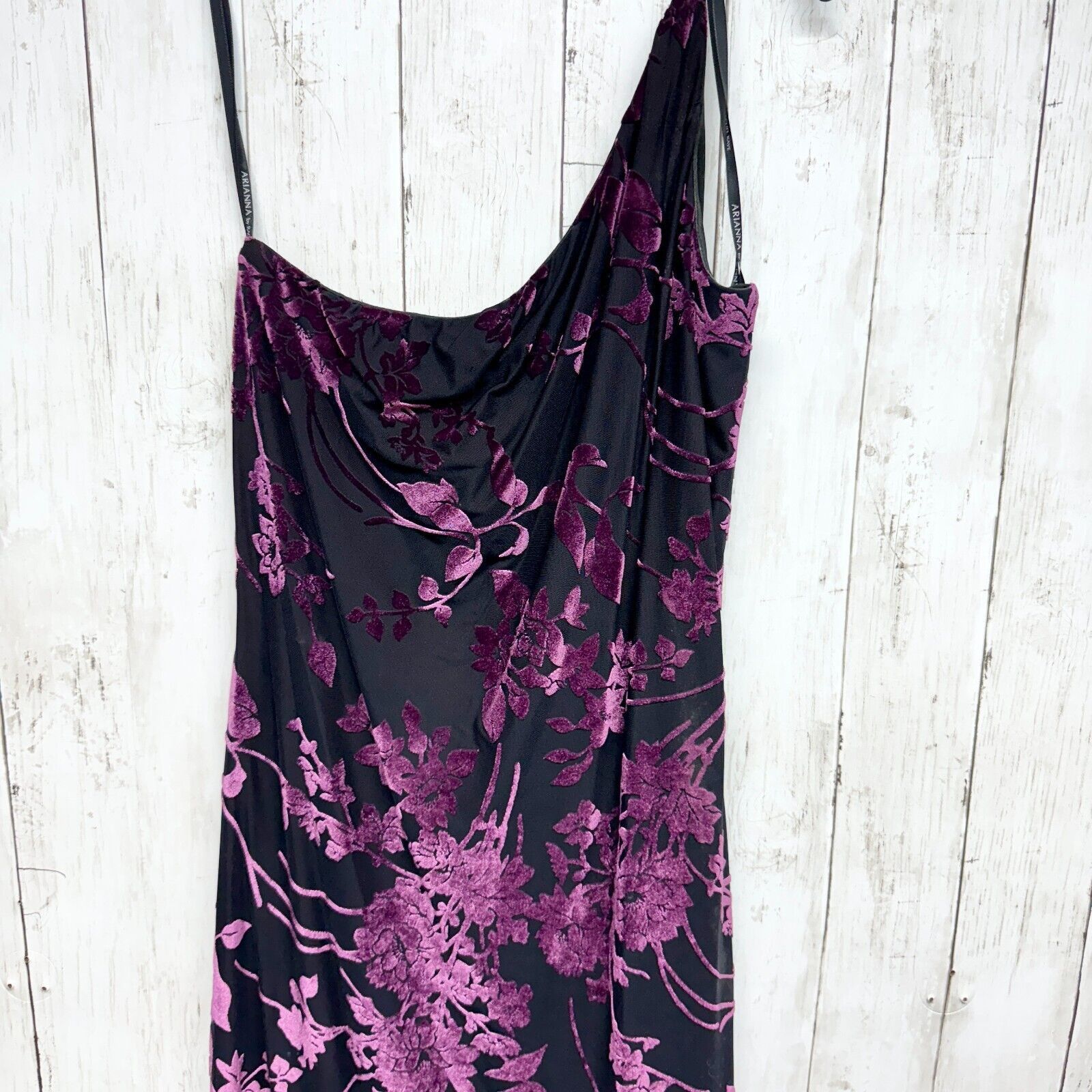 Vintage Vtg Arianna By Rachel Kaye Gown One Shoulder Maxi Velvet 10 Size L / US 10 / IT 46 - 2 Thumbnail