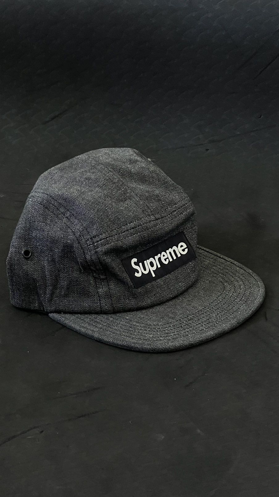 Supreme Supreme Denim Croc Strap Camp Cap Indigo 14FW | Grailed