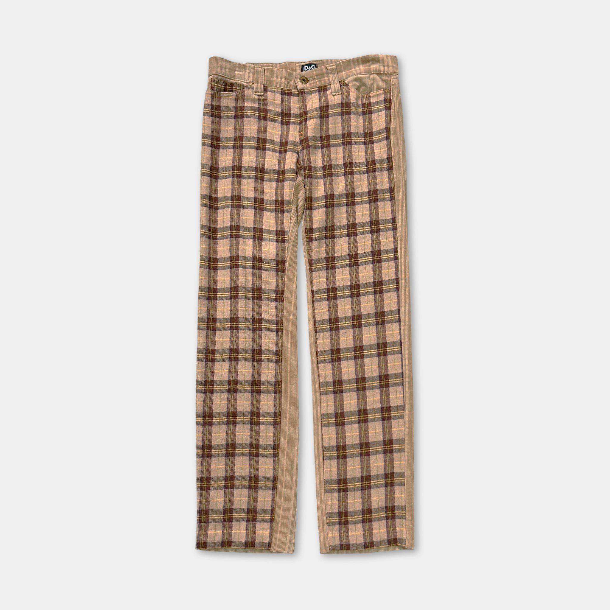 Dolce & Gabbana Dolce & Gabbana Checkered Brown Corduroy Pants Size US 32 / EU 48 - 1 Thumbnail