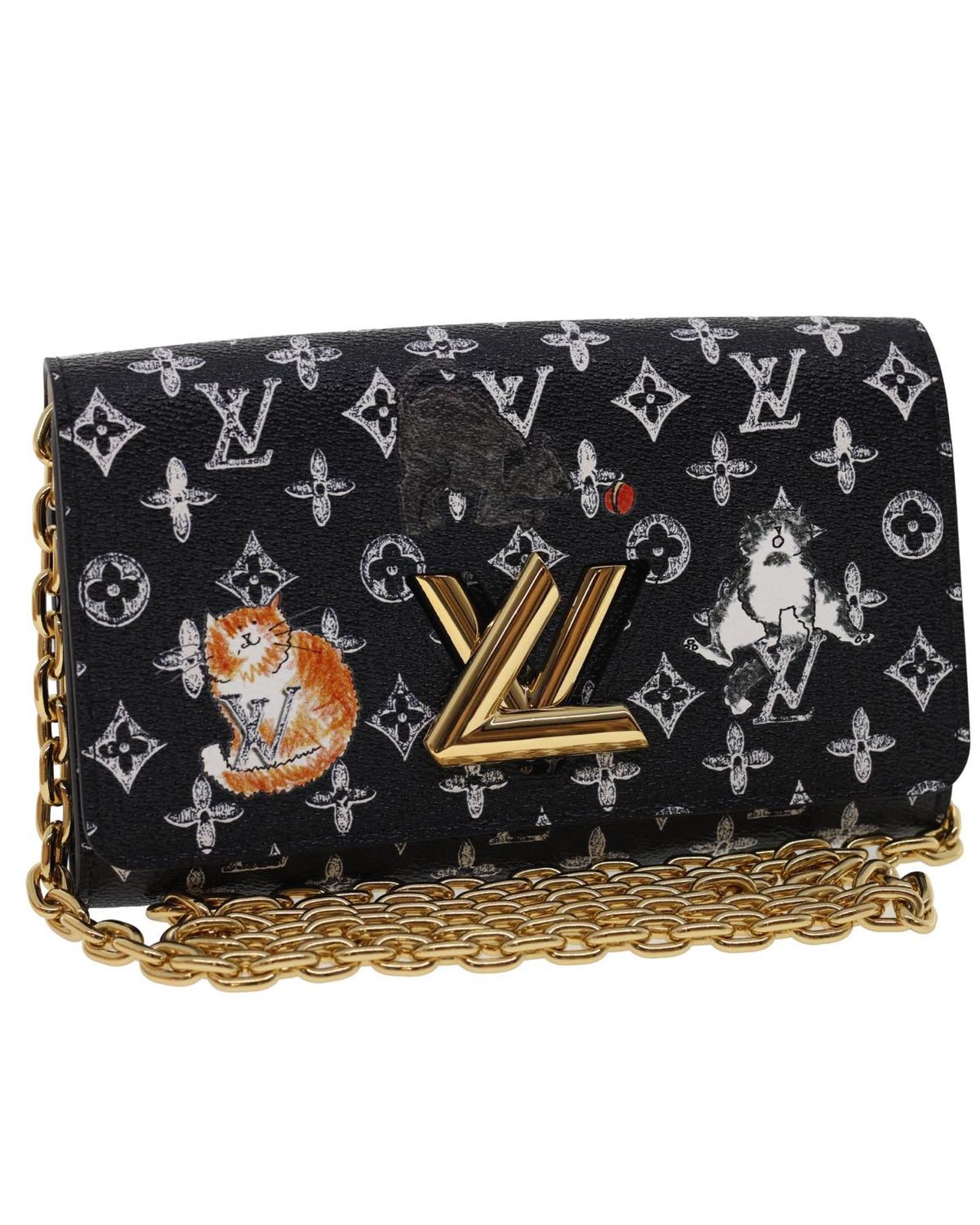 image of Louis Vuitton Monogram Cat Portefeuille Twist Chain Wallet, Women's