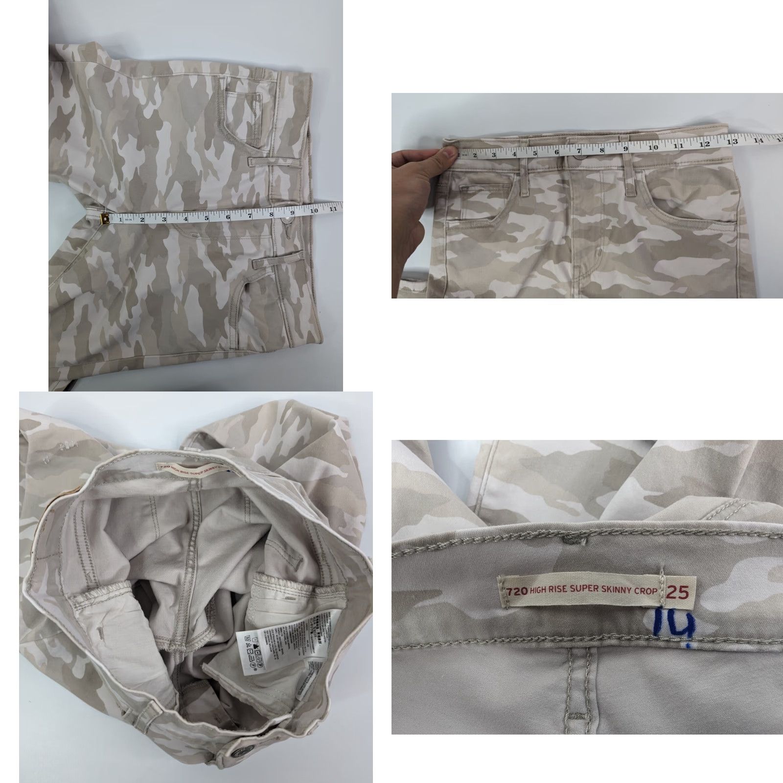 Levi's Levi's 720 High Rise Super Skinny Crop Jeans Beige Camo Women Size 25 Regular Cotton Blend Pants Size 42" / US 20 - 8 Thumbnail