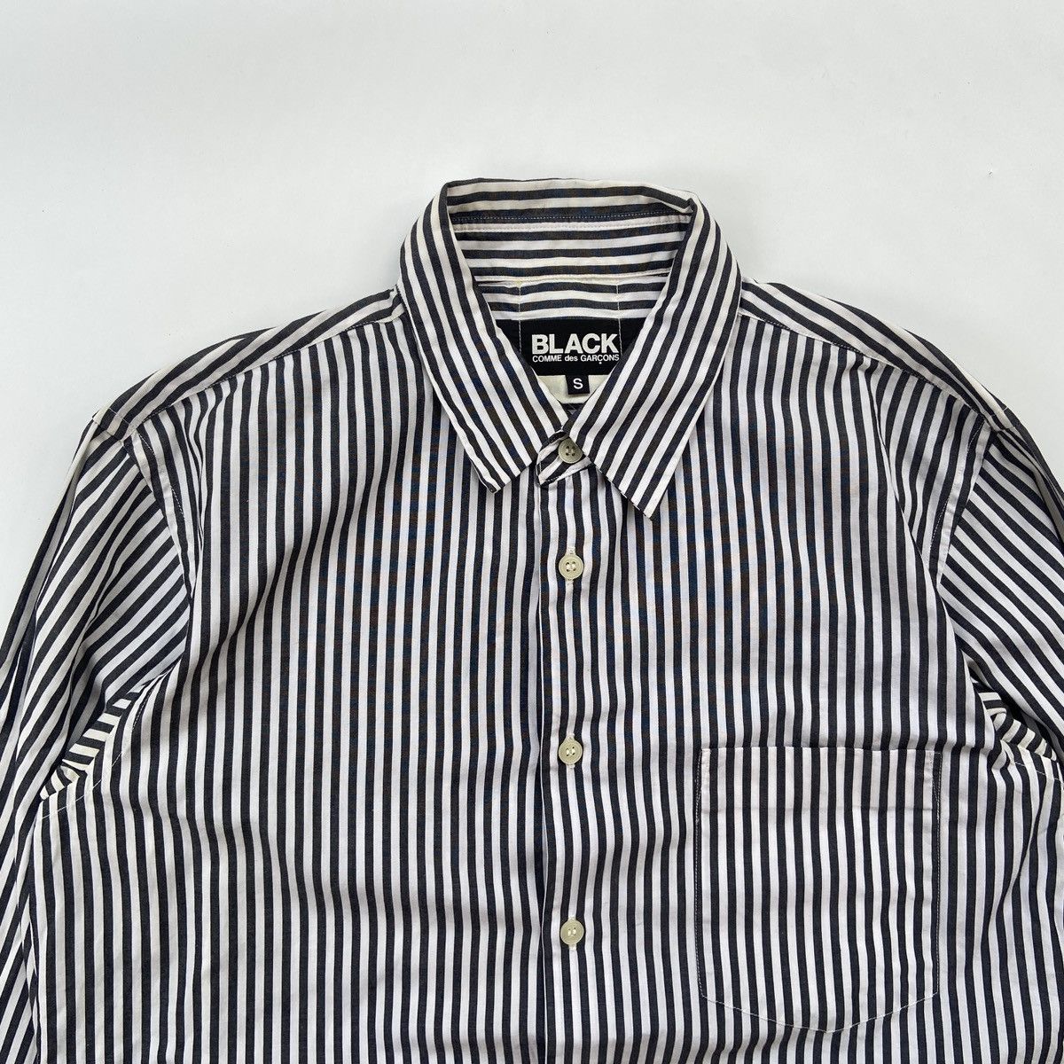 Comme des Garcons Black BLACK COMME des GARCONS Satin Flourescent Stripe Long Sleeve Size US S / EU 44-46 / 1 - 3 Thumbnail