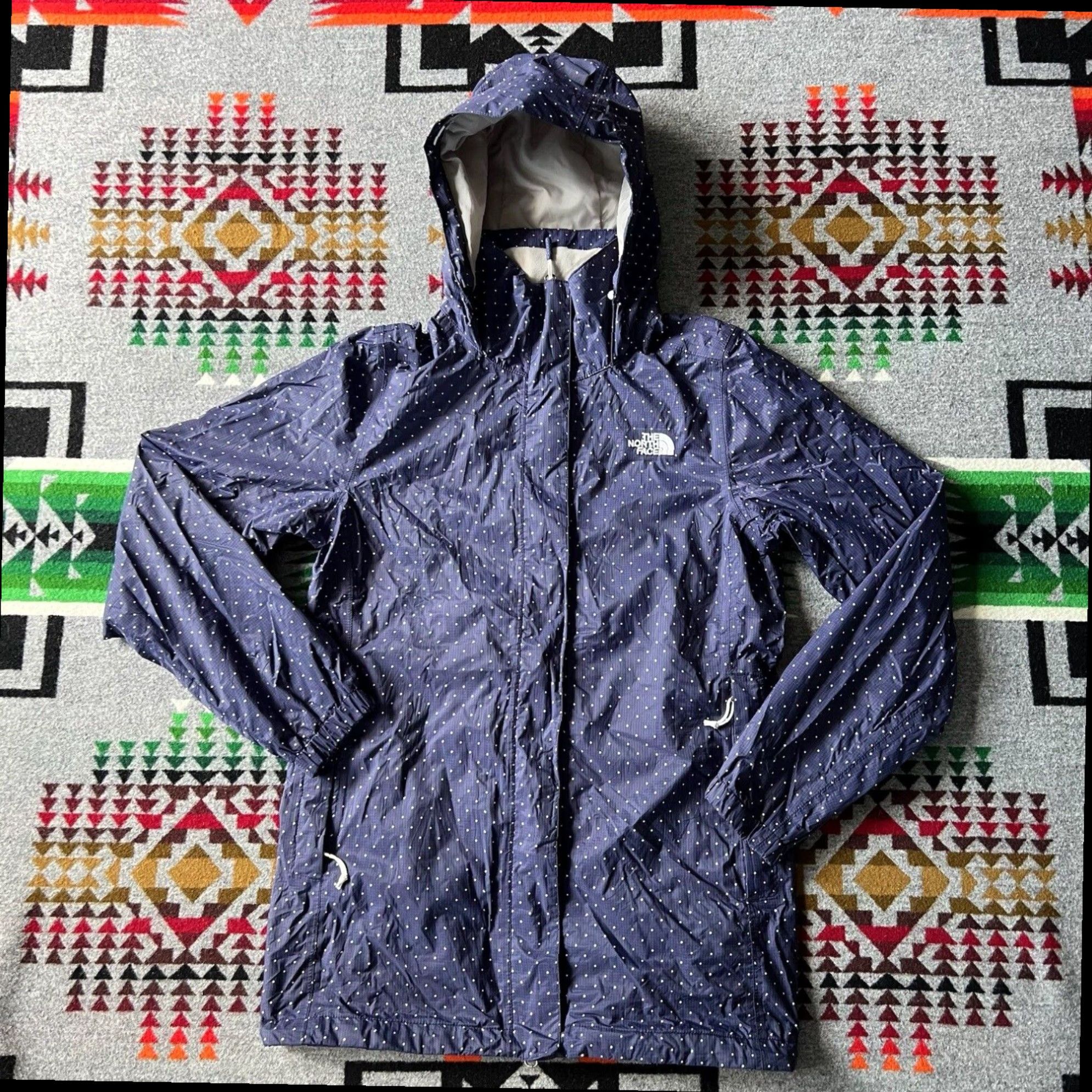 The North Face The North Face Nylon C3 Dryvent Water Repellent Blue Polka Dot Women s Medium Rainwear Jacket Grailed