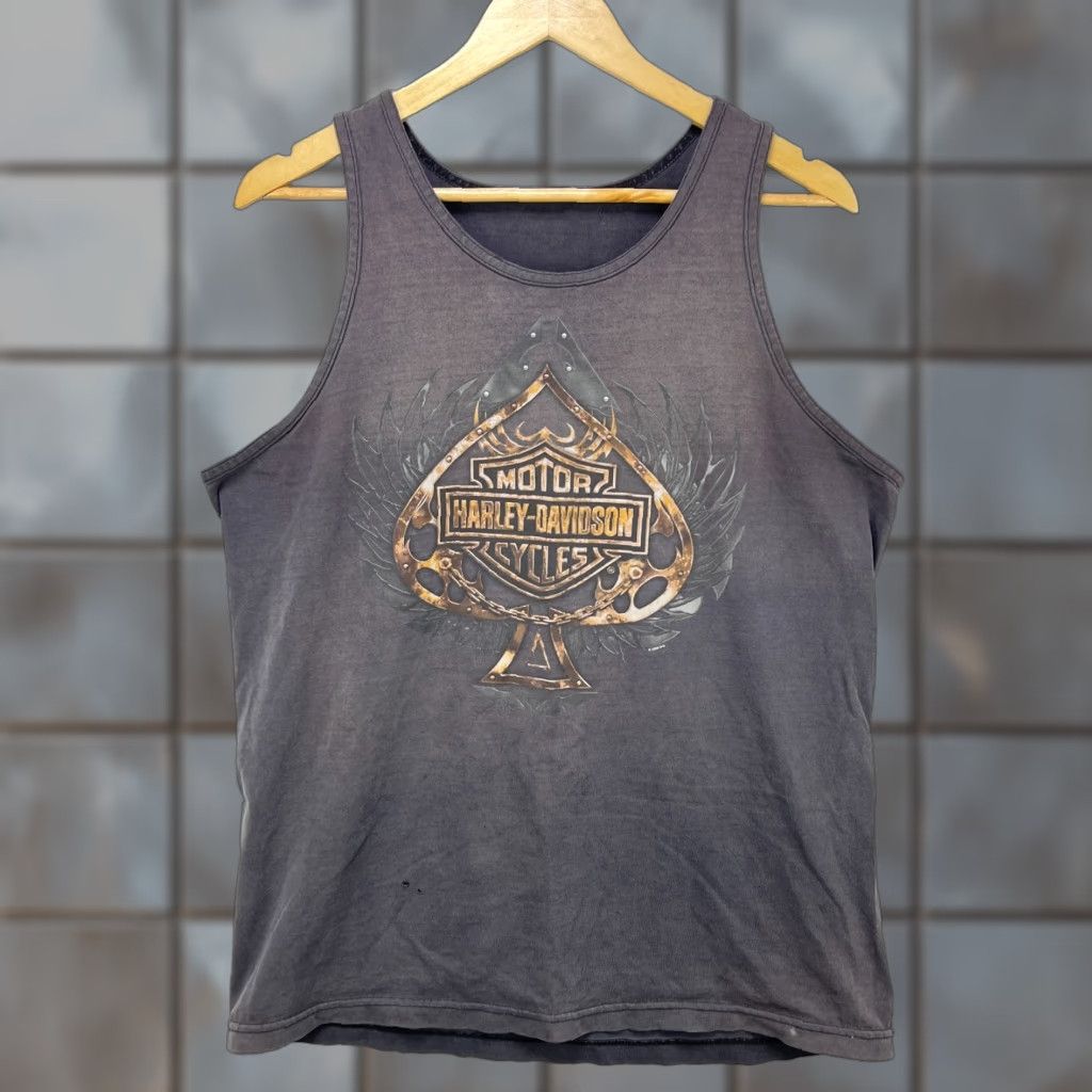 Harley Davidson VINTAGE Harley-Davidson Tank Top Shirt L Black 90s Sun Faded Raleigh NC Eagle Large Mens Size US L / EU 52-54 / 3 - 1 Thumbnail