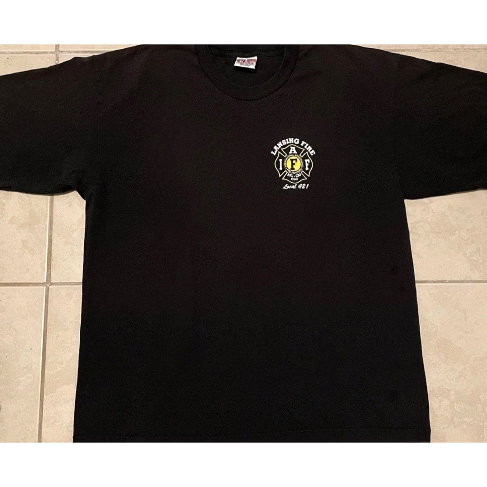 Vintage VINTAGE Lansing Fire Dept Faded Shirt 2XL Black USA Police Fighter Cop Biker Grunge 90s Shirt Mens Size US XXL / EU 58 / 5 - 2 Thumbnail