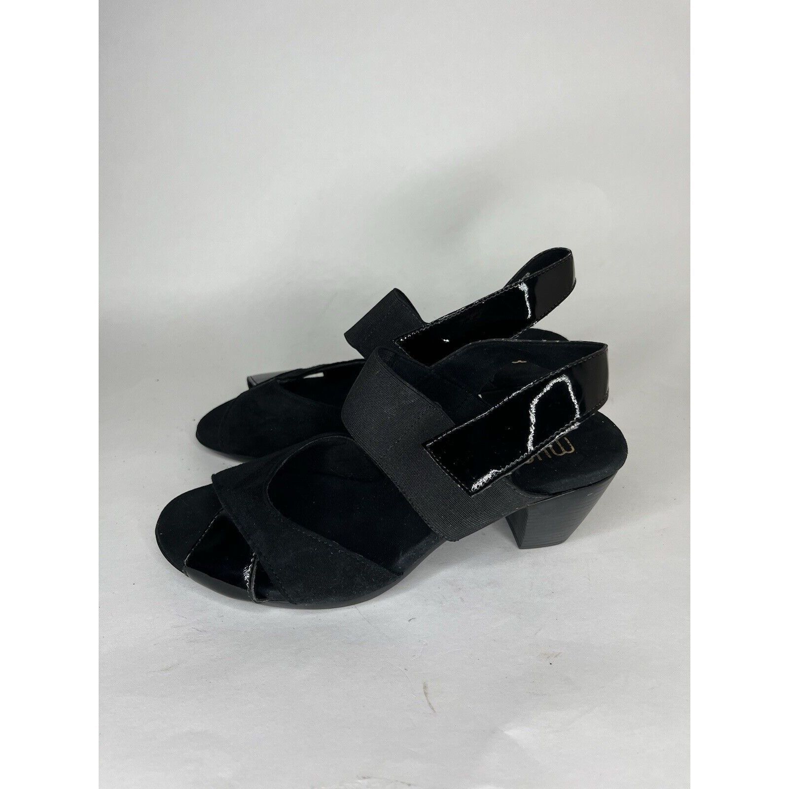 Other Munro Black Suede Patent Leather Slingback Heel Sandals Wome Size US 6.5 / IT 36.5 - 4 Thumbnail