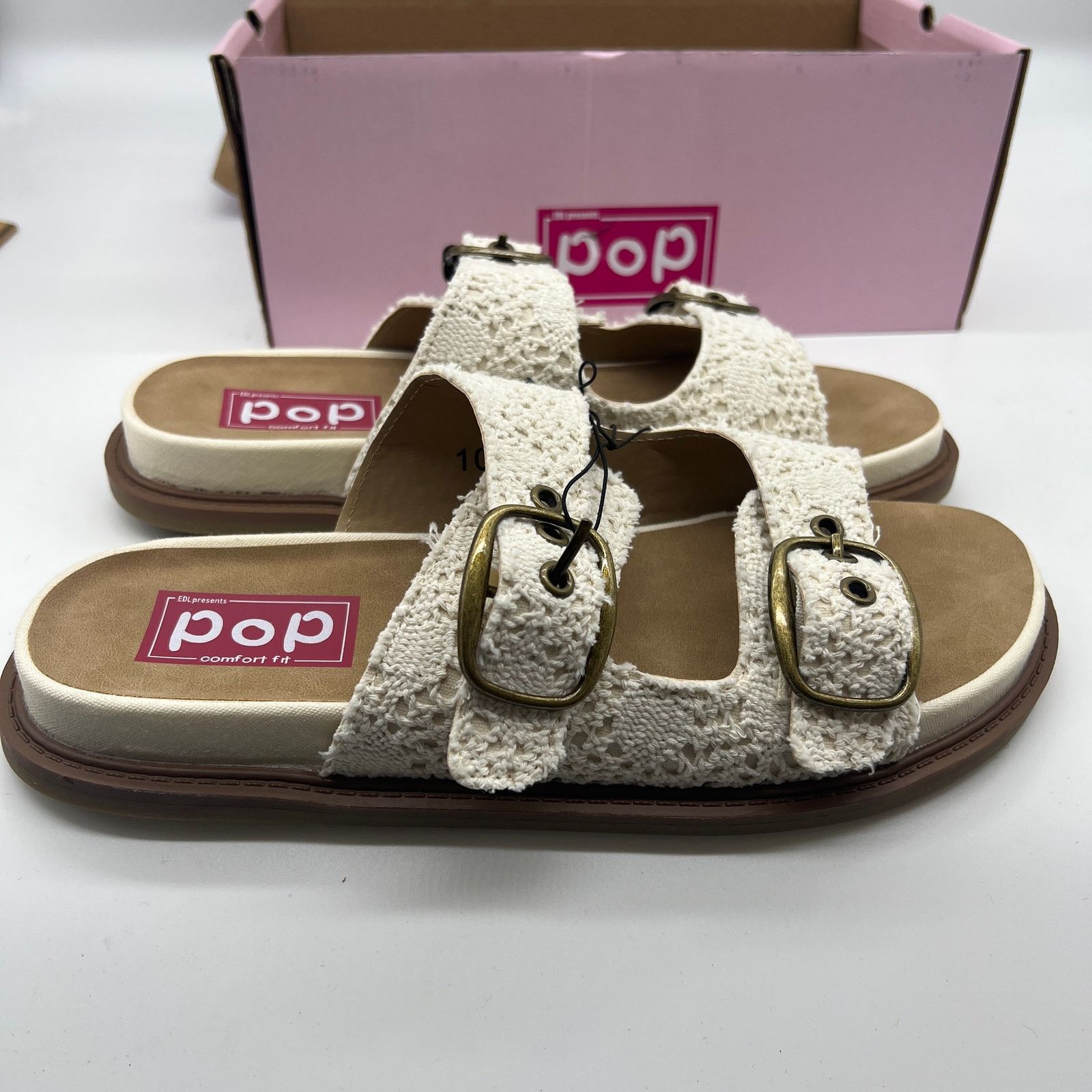 Other Pop Balance Womens Footbed Sandals Cream Natural Size 10M Size US 10 / IT 40 - 2 Thumbnail