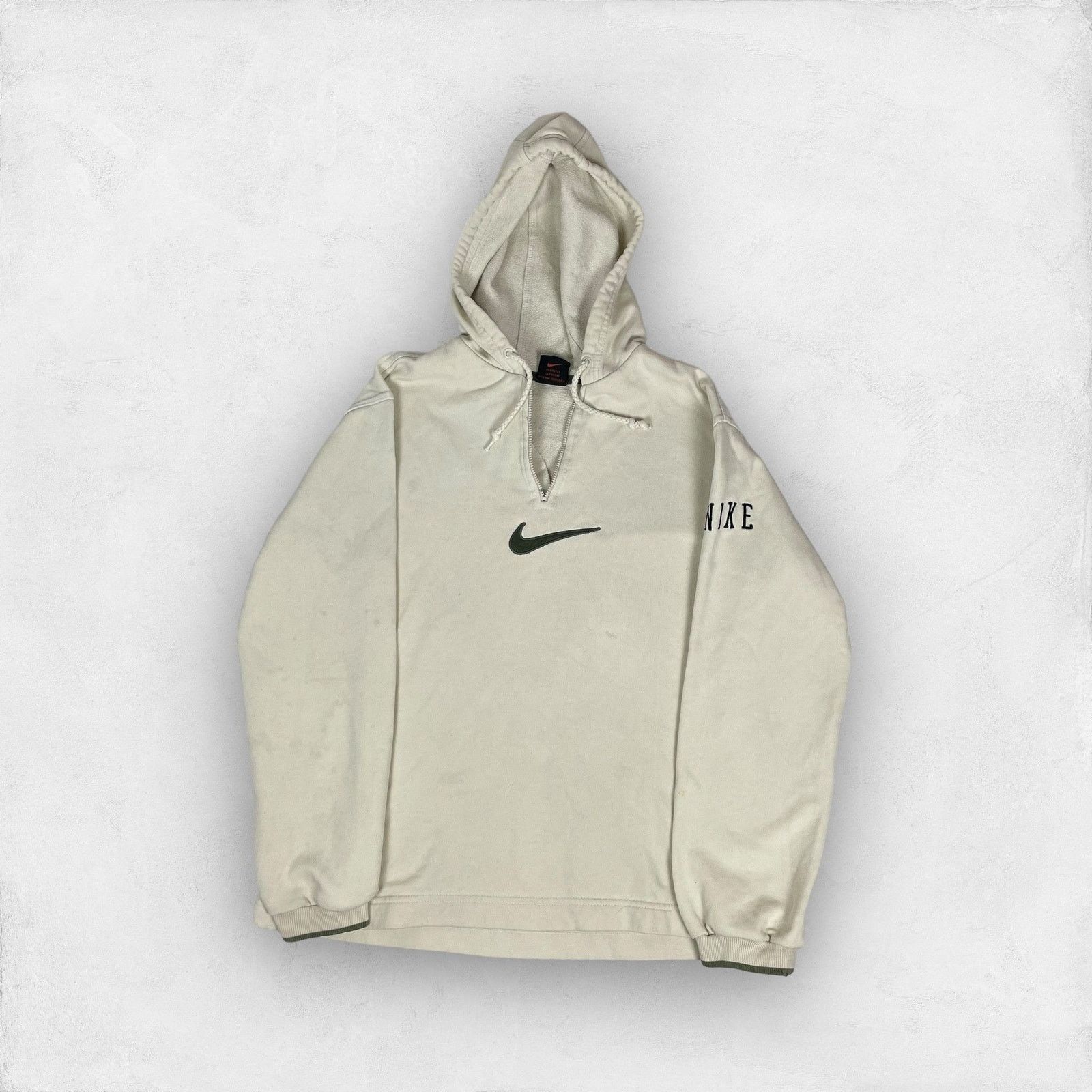 Nike × Vintage Vintage Nike Women's Beige Centre Logo Swoosh Hoodie M(8-10) Size M / US 6-8 / IT 42-44 - 1 Thumbnail