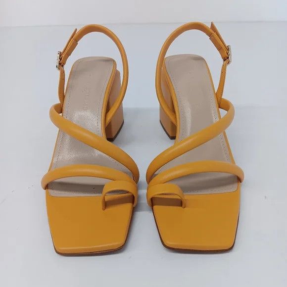 Lafayette 148 LAFAYETTE 148 Yellow Calfskin Leather Heeled City Sandals 38 Size US 8 / IT 38 - 4 Thumbnail