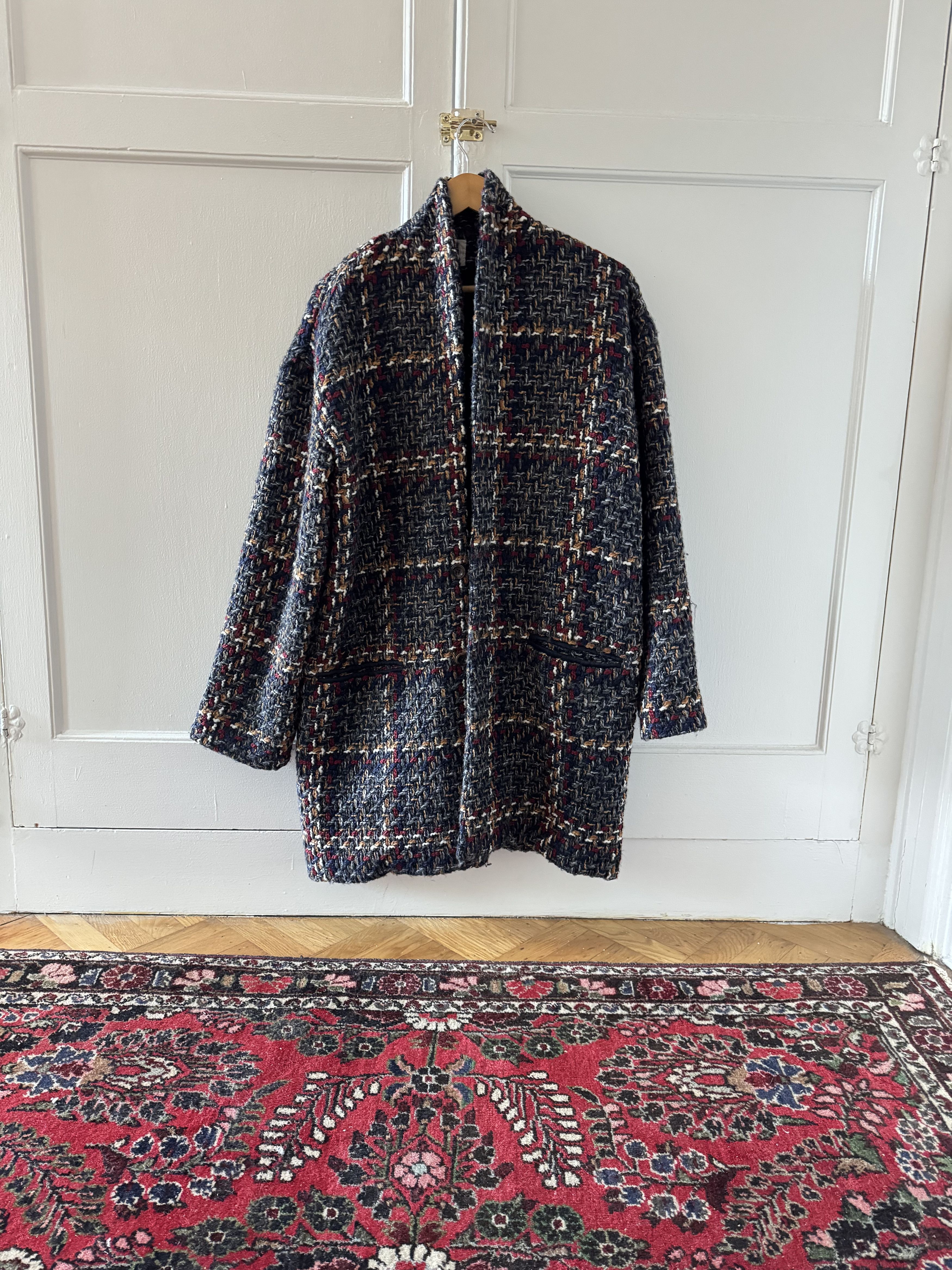 18 East Jampa Coat in Grey Boucle Windowpane Size US M / EU 48-50 / 2 - 1 Thumbnail
