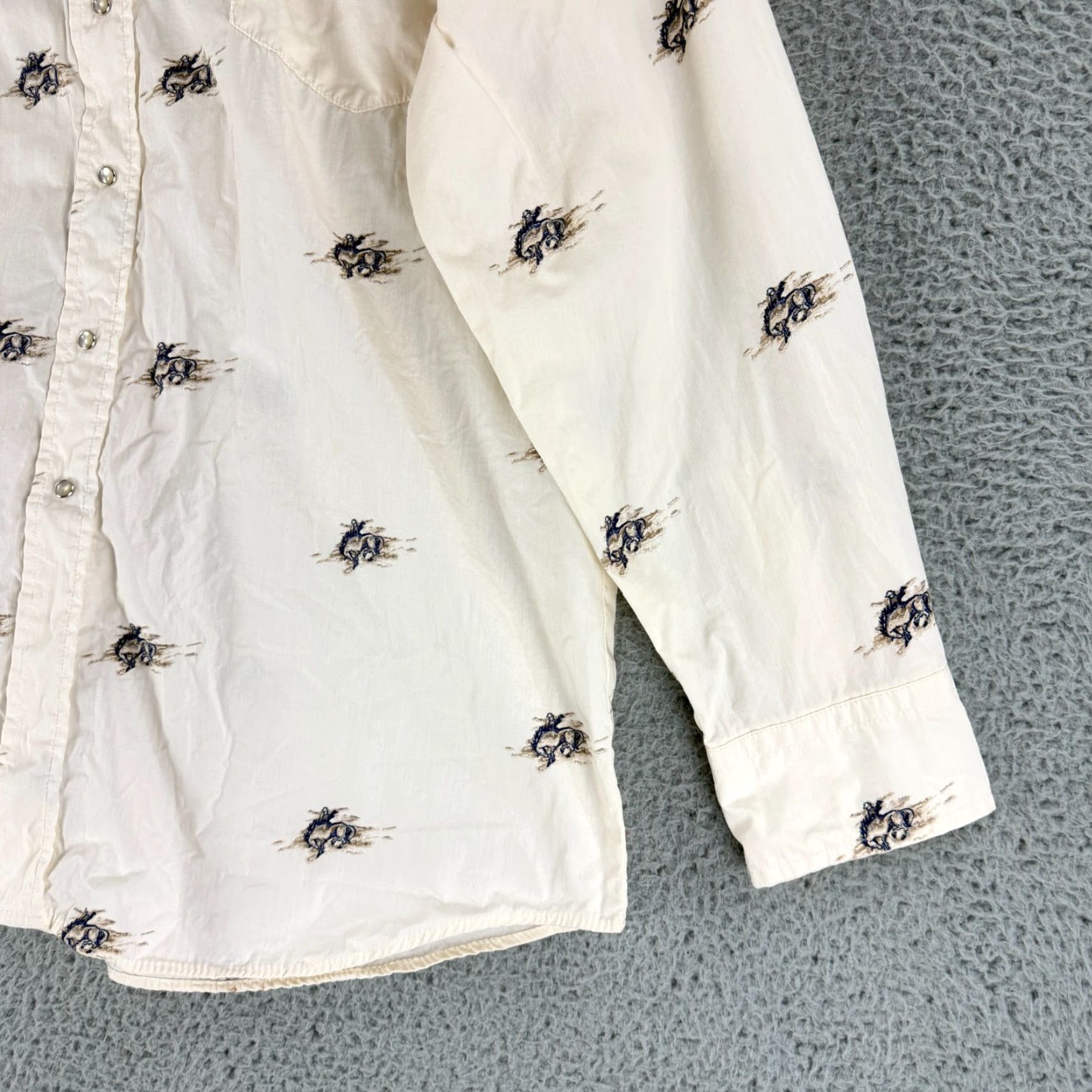 Roper VINTAGE Roper Shirt Mens XL Button-Up western ivory horse bucking print casual Size US XL / EU 56 / 4 - 4 Thumbnail